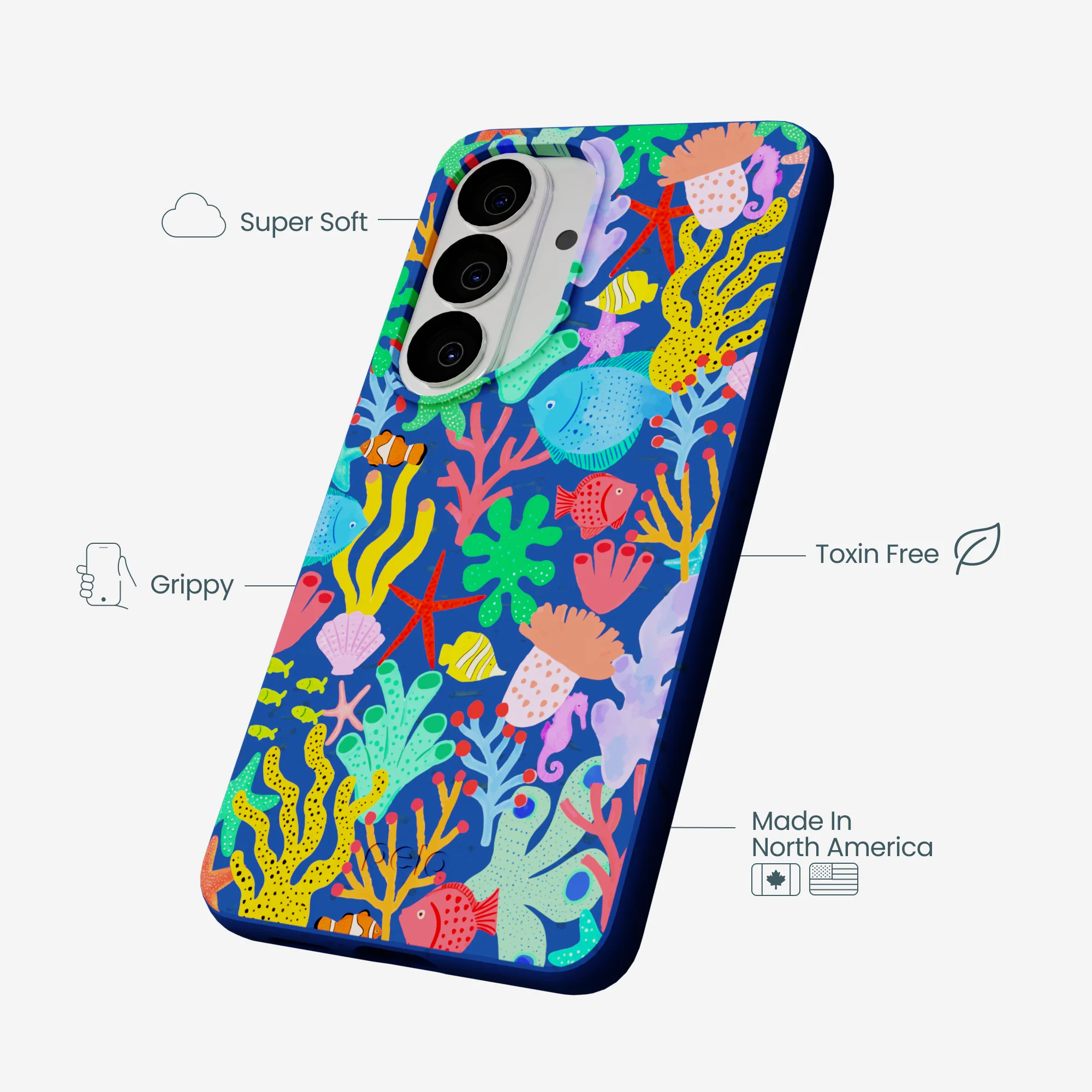 Electric Blue Underwater Blooms Samsung Galaxy S26 Case - Image 4