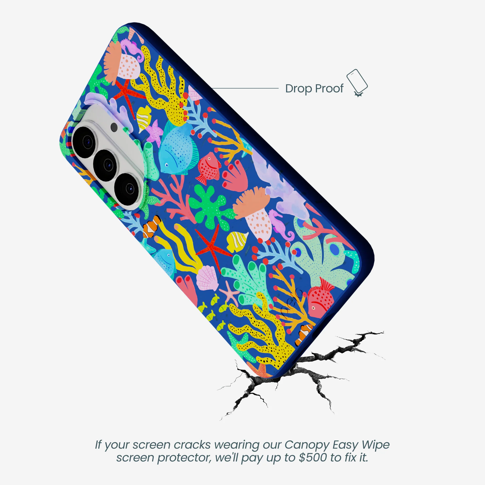 Electric Blue Underwater Blooms Samsung Galaxy S26 Case - Image 5