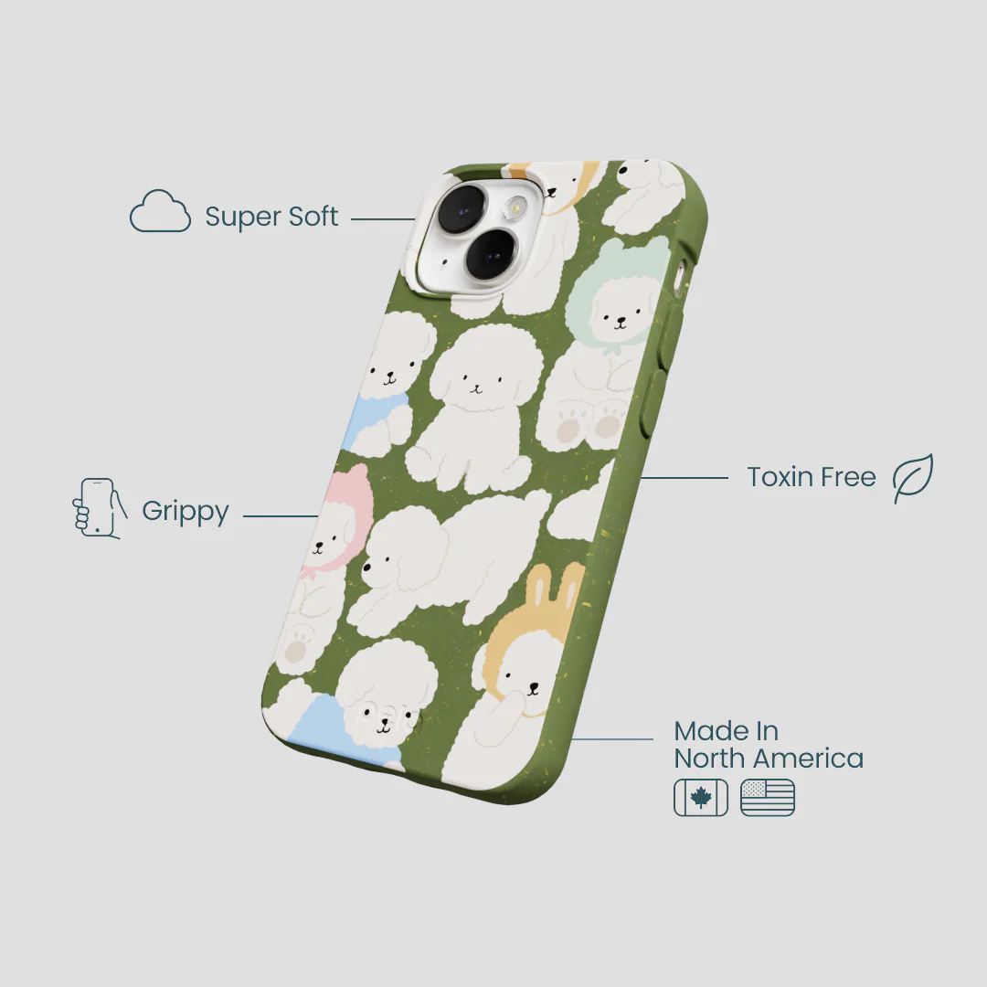 Forest Floor Cloud Poodles iPhone 13 Mini Case - Image 4