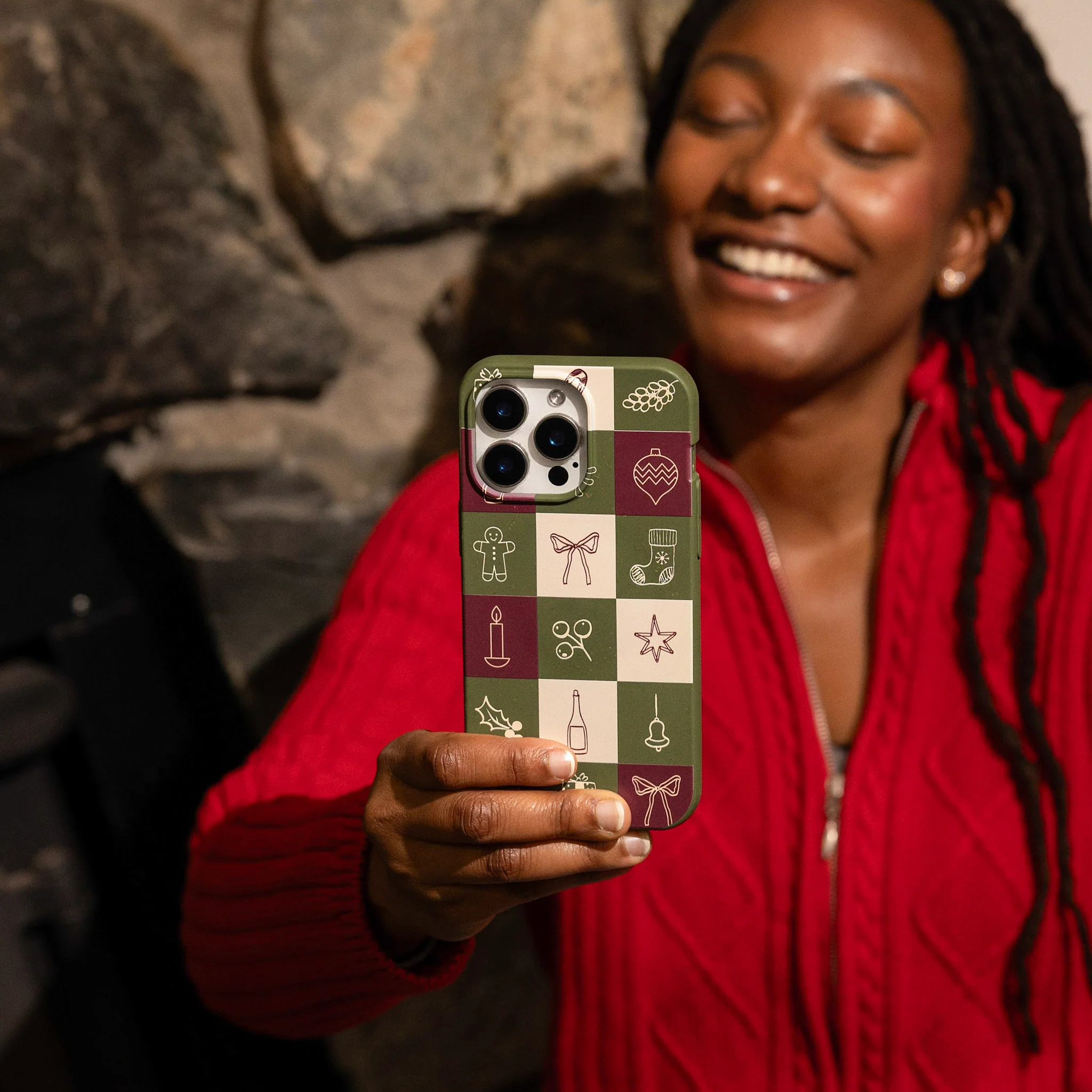 Forest Floor Holiday Squares Google Pixel 7 Case - Image 2