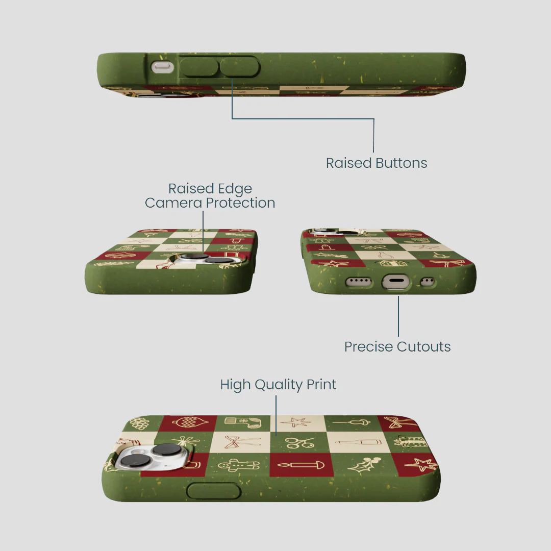 Forest Floor Holiday Squares iPhone 13 Mini Case - Image 3