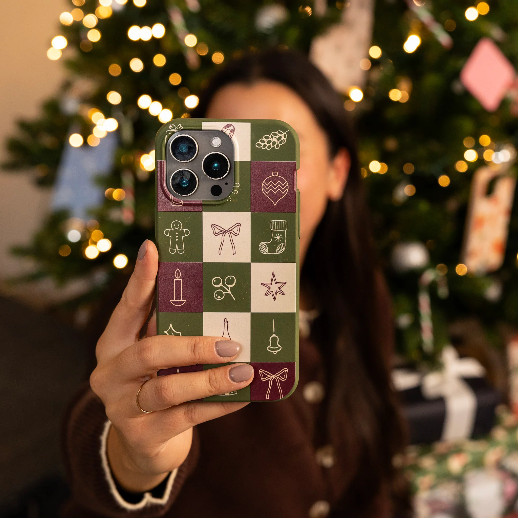 Forest Floor Holiday Squares iPhone 13 Pro Max Case - Image 9