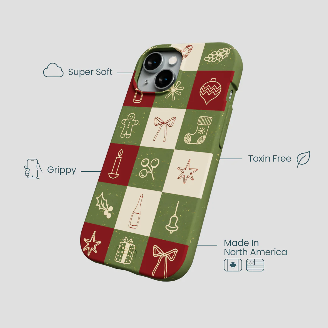 Forest Floor Holiday Squares iPhone 14 Case - Image 4