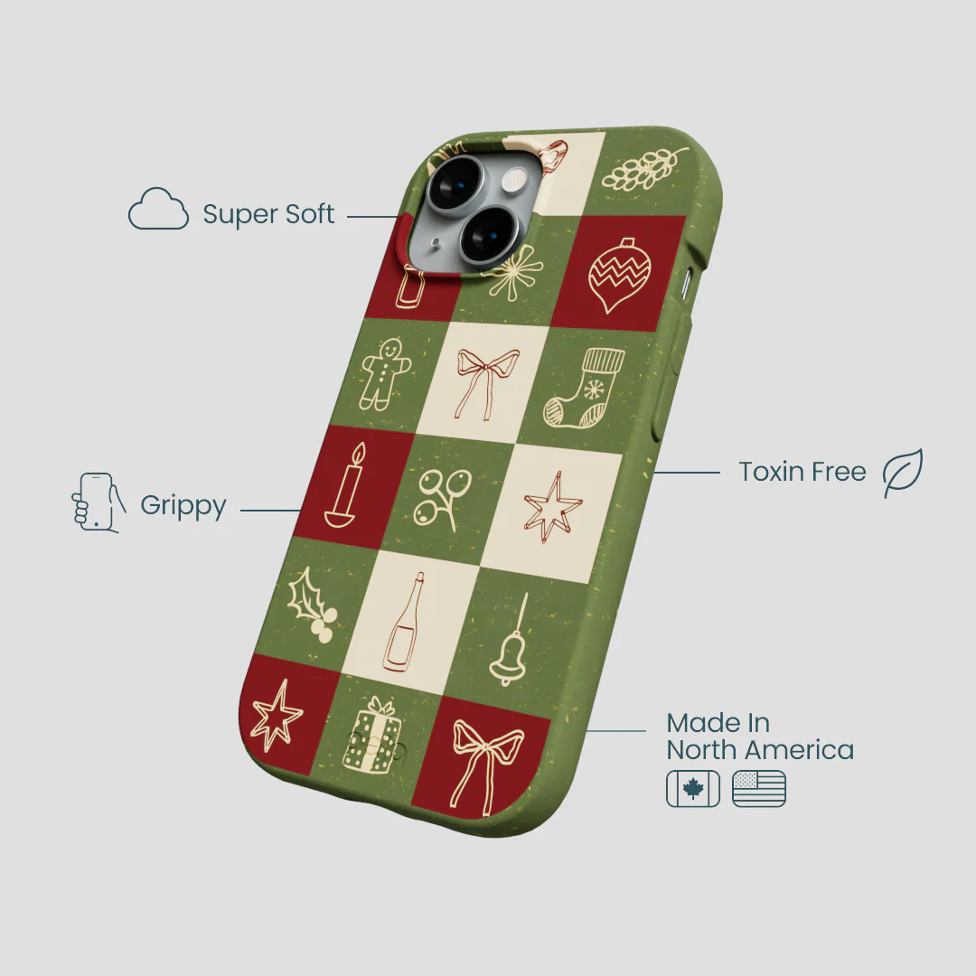 Forest Floor Holiday Squares iPhone 15 Case - Image 4