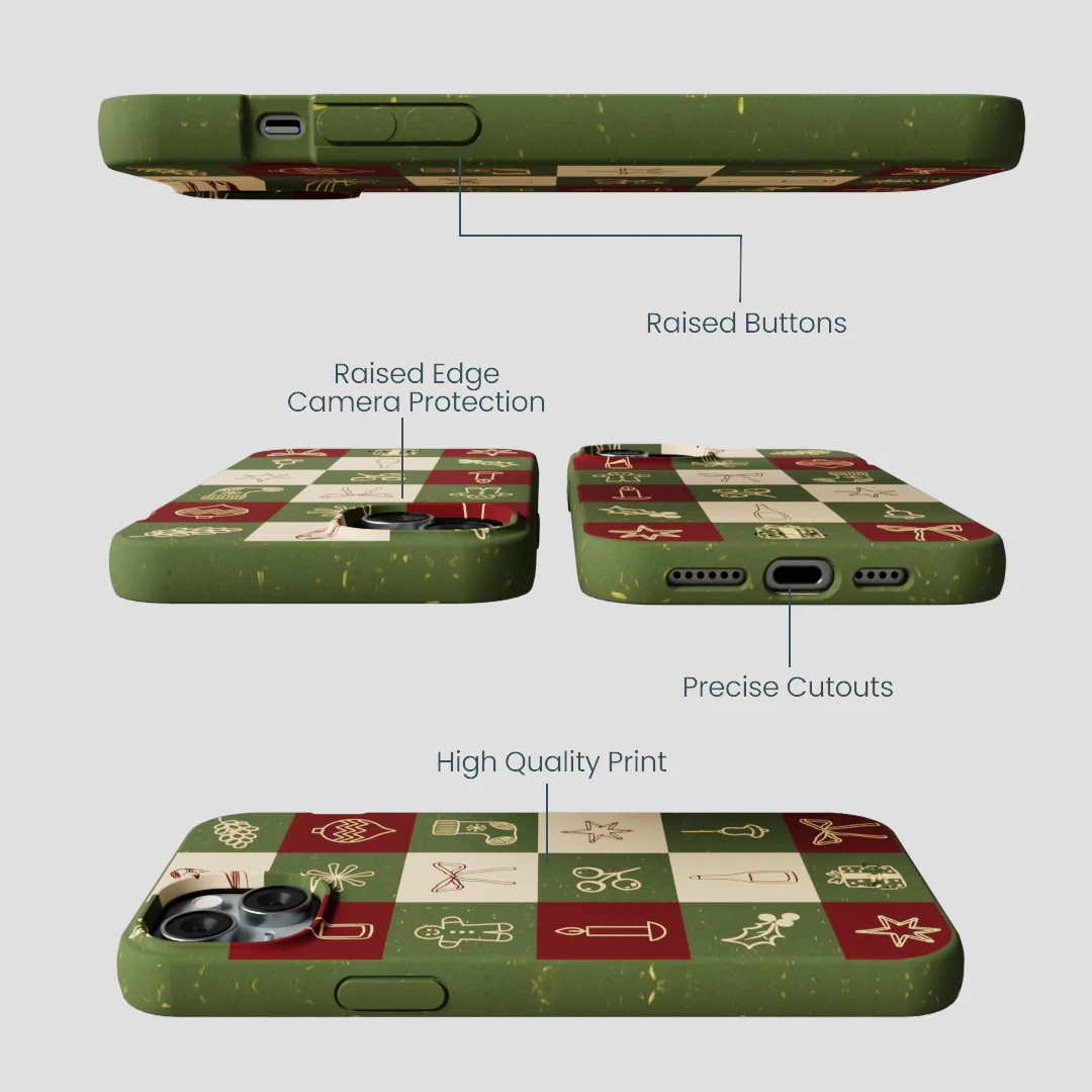 Forest Floor Holiday Squares iPhone 15 Plus Case - Image 3