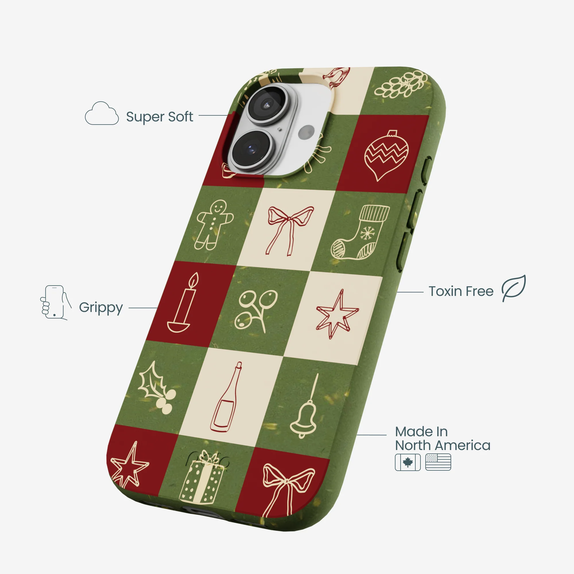 Forest Floor Holiday Squares iPhone 17 Case - Image 4