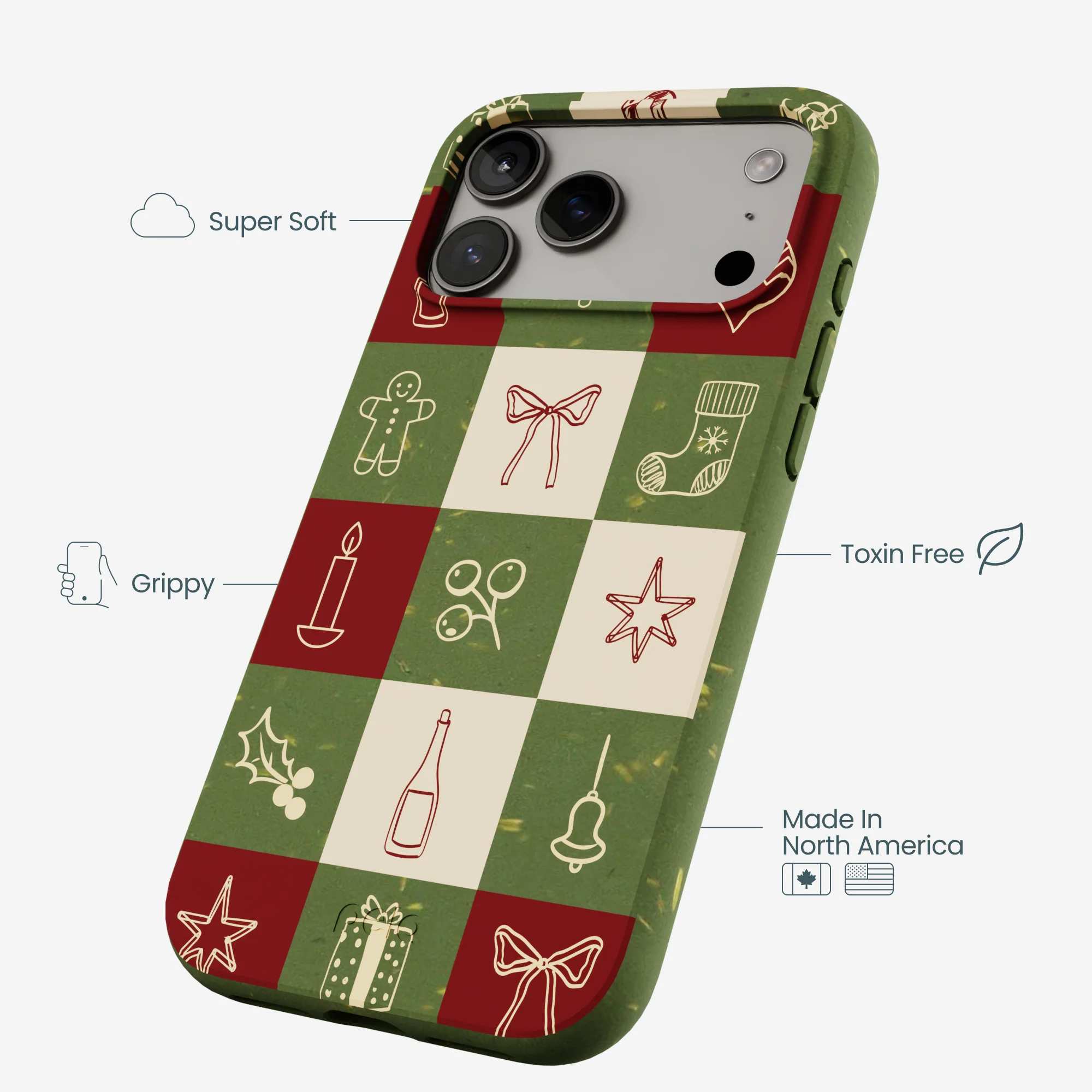 Forest Floor Holiday Squares iPhone 17 Pro Max Case - Image 4