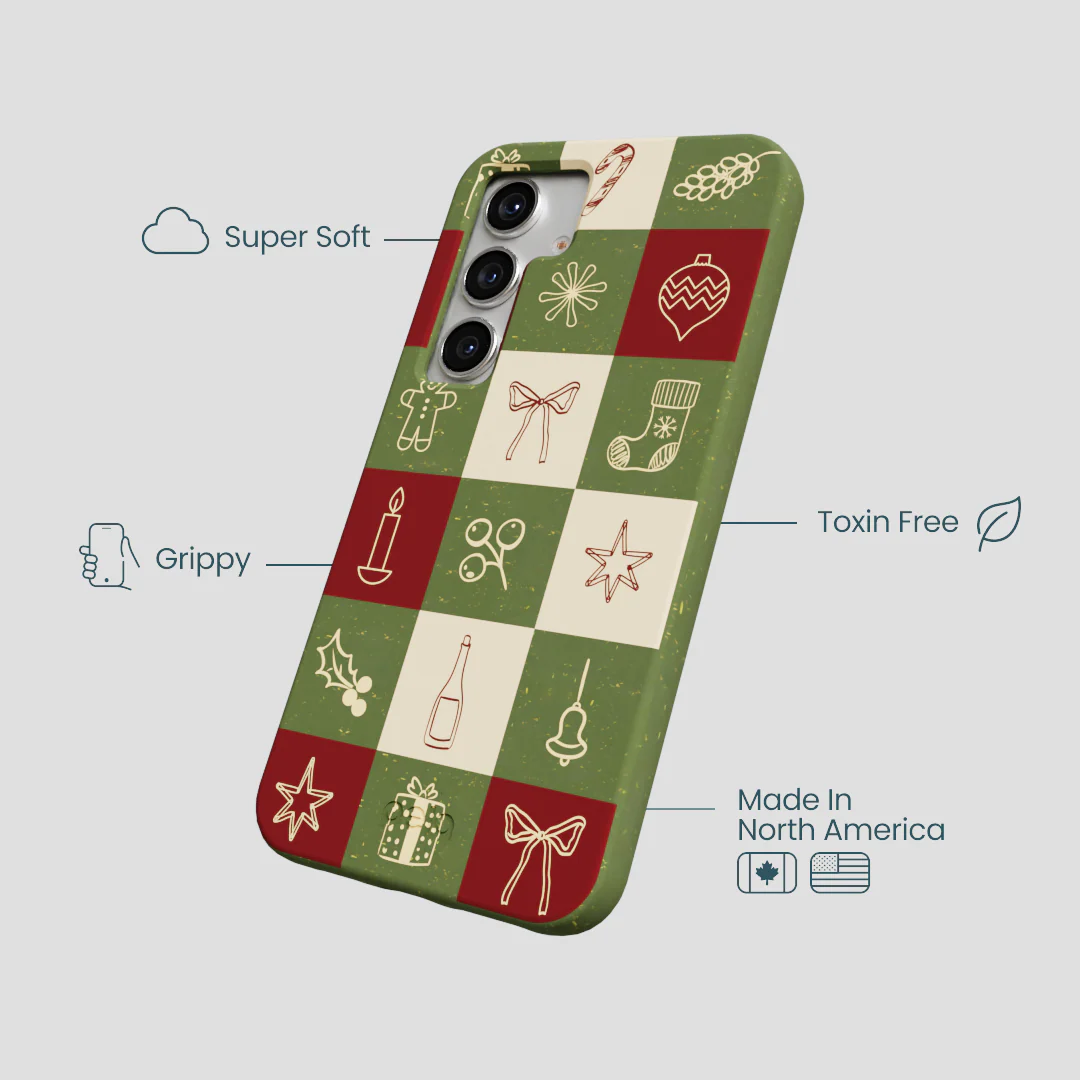 Forest Floor Holiday Squares Samsung Galaxy S25 Case - Image 4