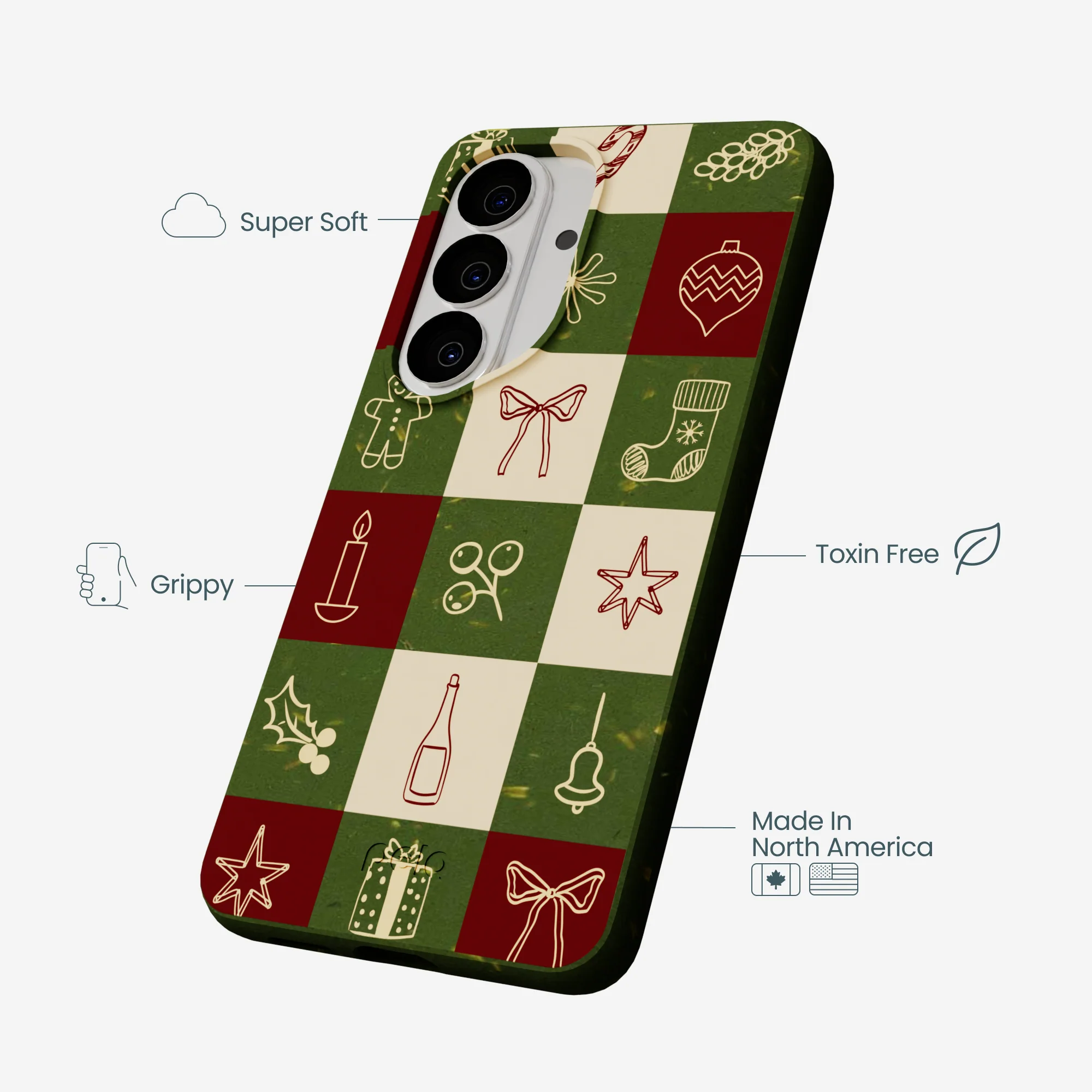 Forest Floor Holiday Squares Samsung Galaxy S26 Case - Image 4