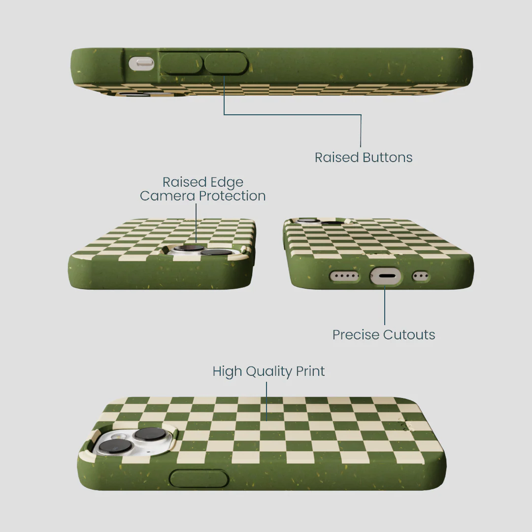 Forest Floor Matcha Check iPhone 13 Case - Image 3