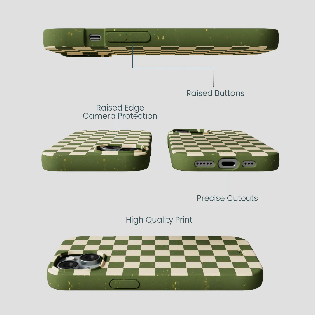 Forest Floor Matcha Check iPhone 14 Case - Image 3