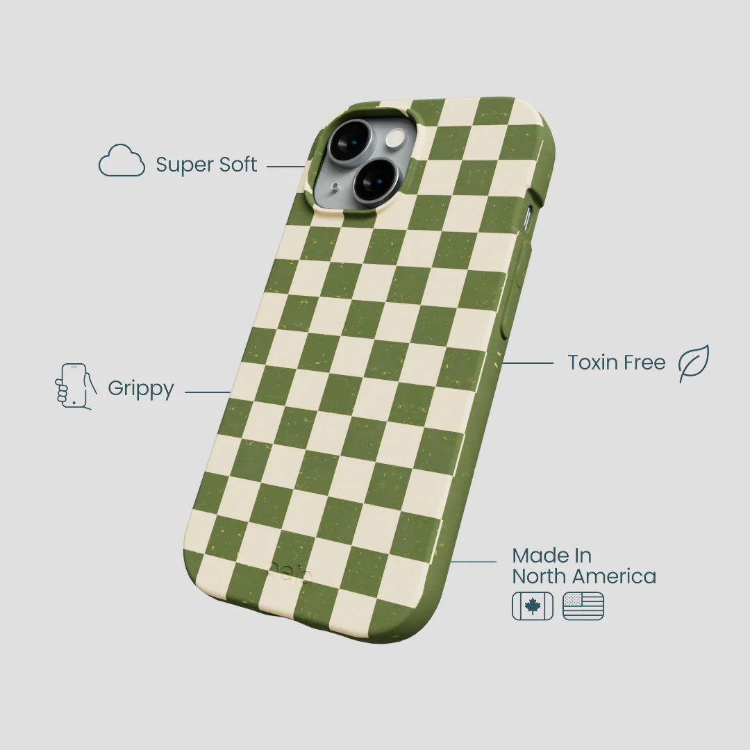 Forest Floor Matcha Check iPhone 14 Case - Image 4