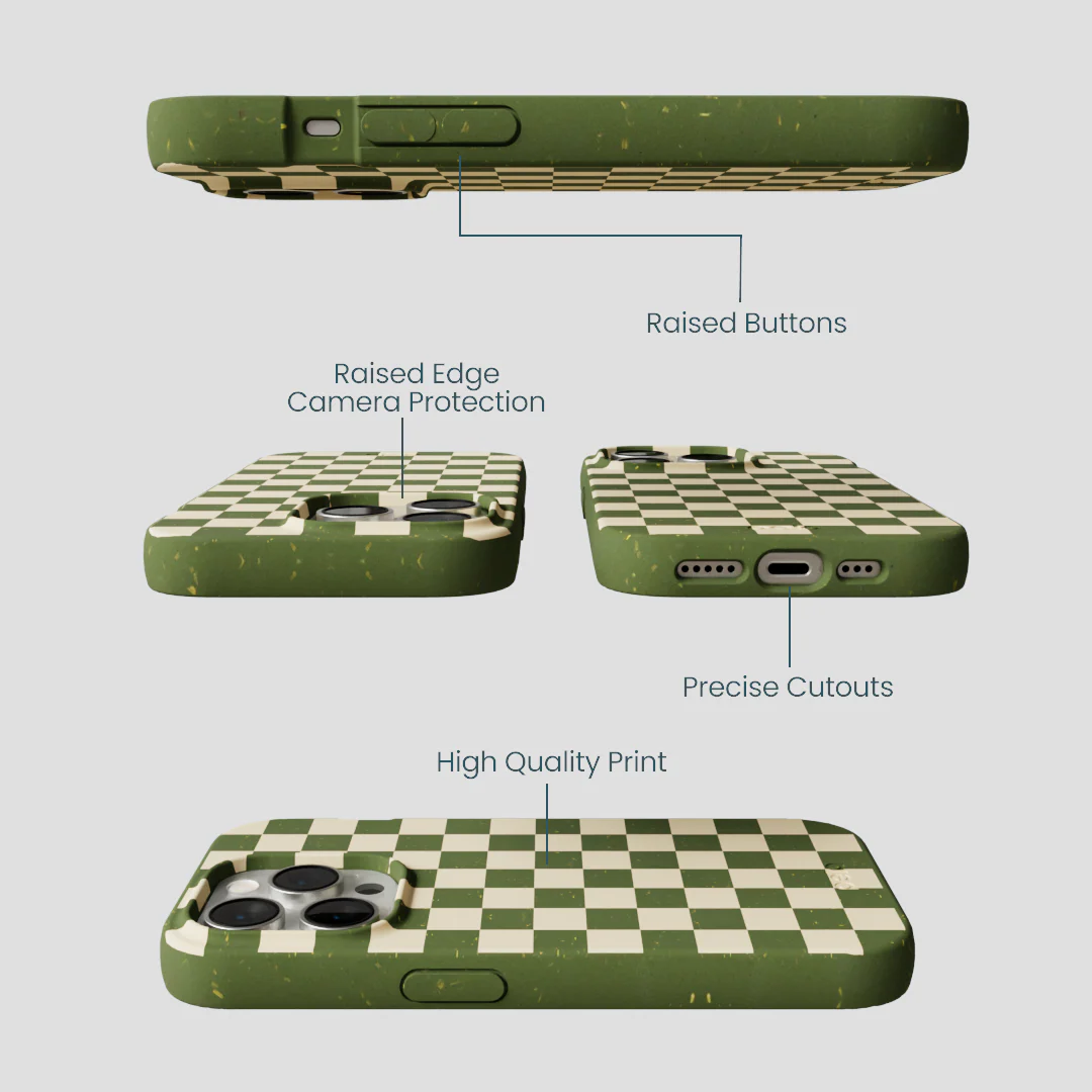 Forest Floor Matcha Check iPhone 14 Pro Case - Image 3