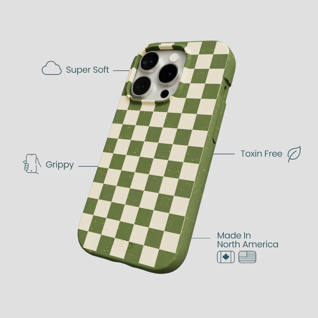 Forest Floor Matcha Check iPhone 14 Pro Case - Image 4