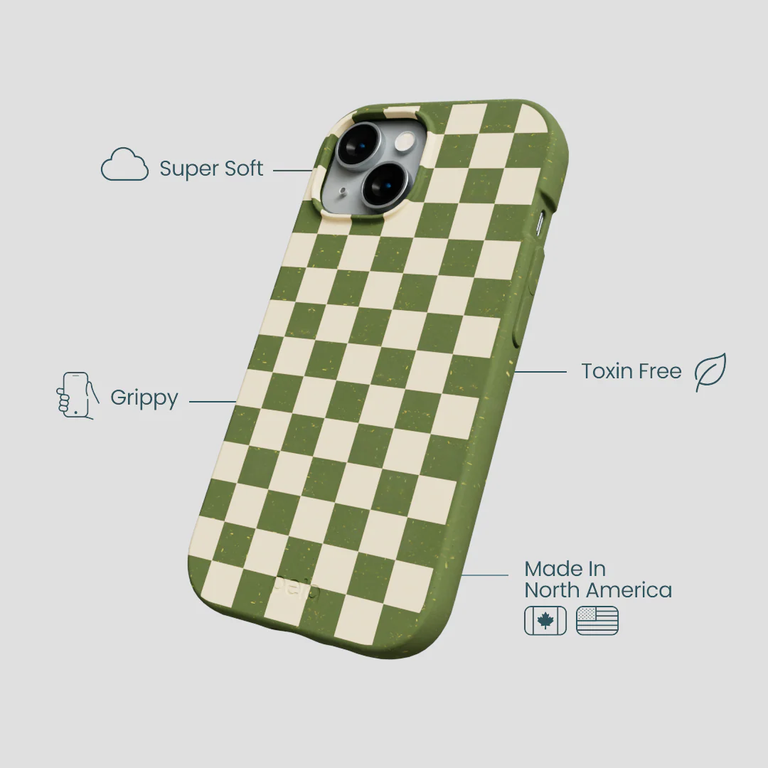 Forest Floor Matcha Check iPhone 15 Case - Image 4