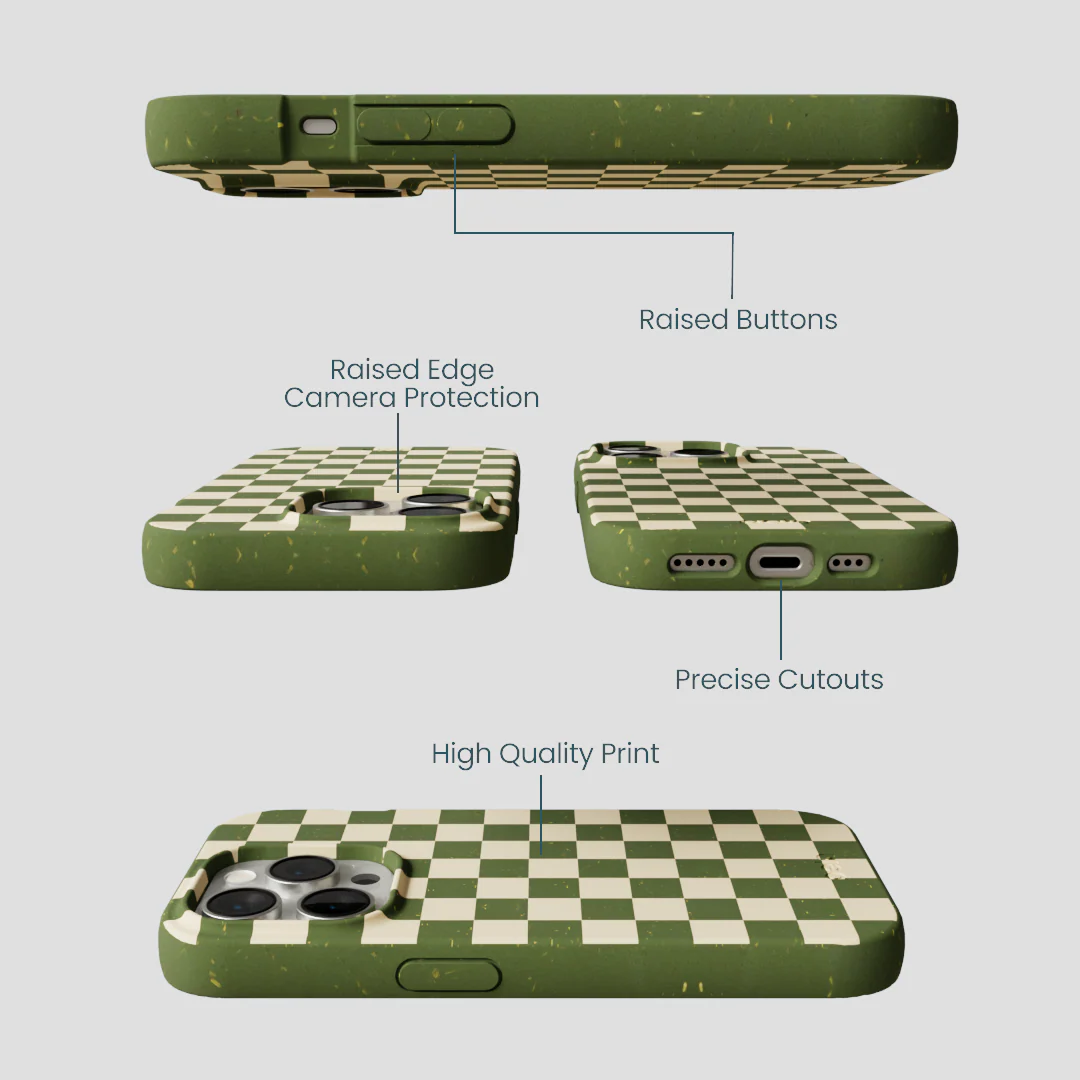 Forest Floor Matcha Check iPhone 15 Pro Case - Image 3