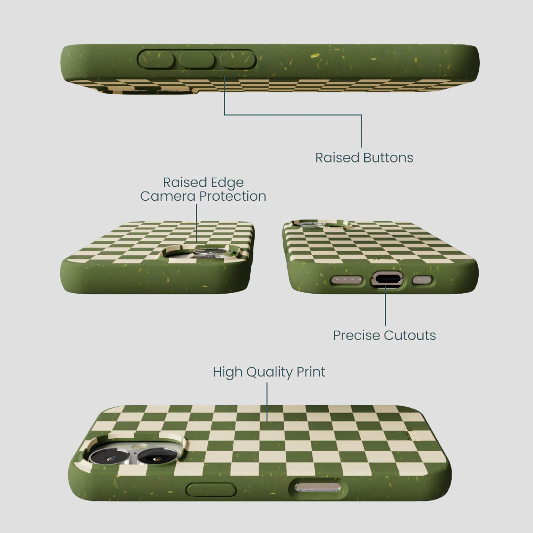 Forest Floor Matcha Check iPhone 16 Case - Image 3