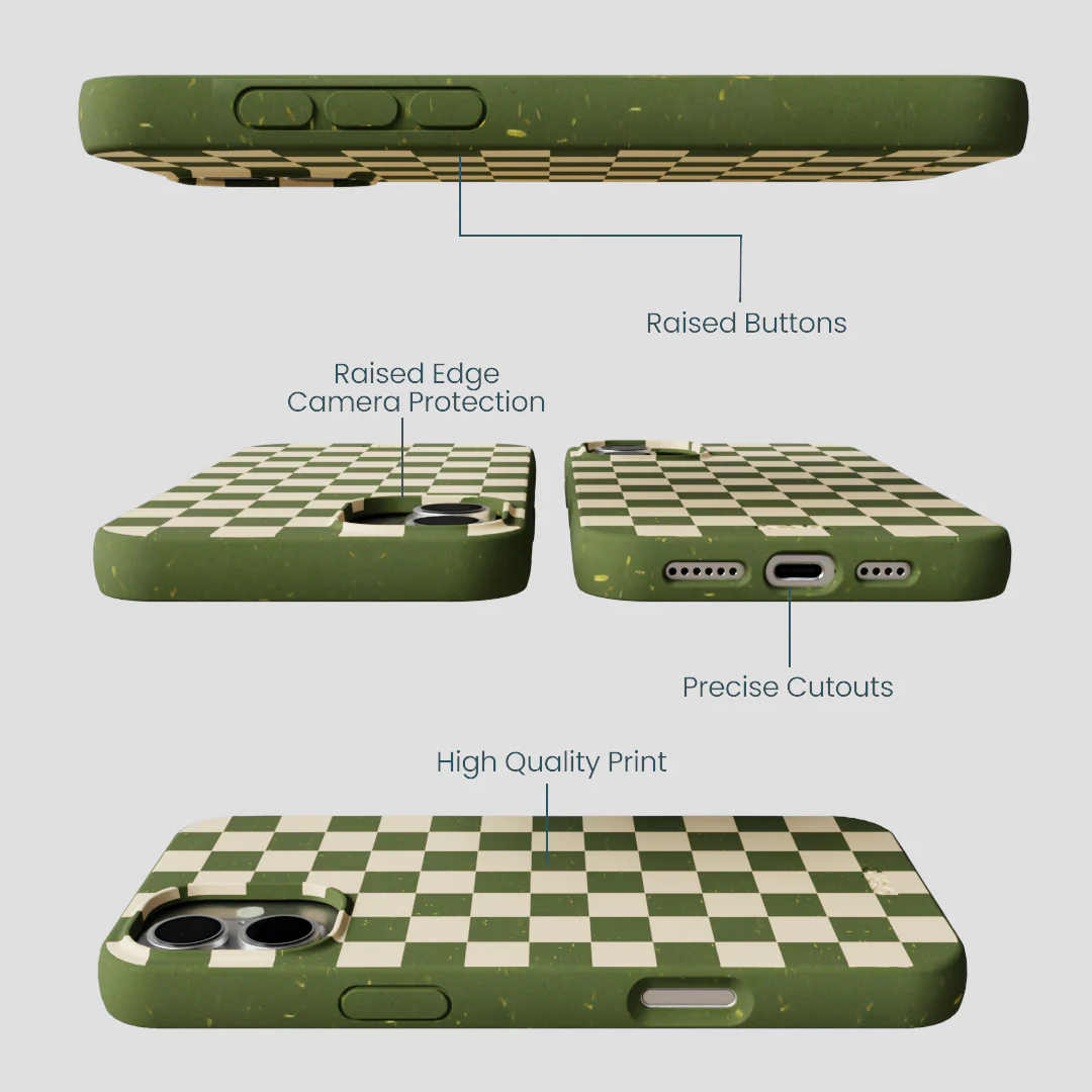 Forest Floor Matcha Check iPhone 16 Plus Case - Image 3