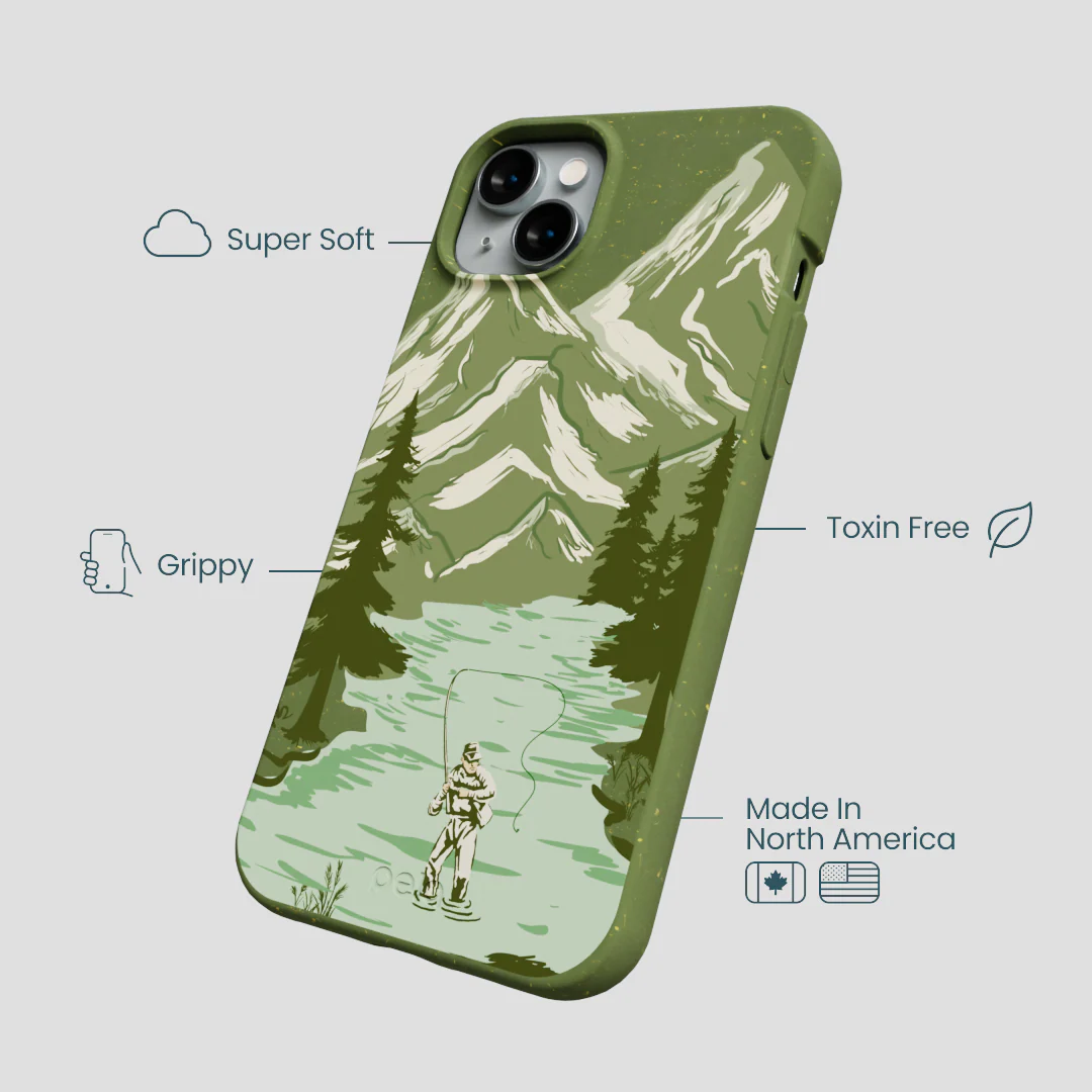 Forest Floor Morning Fishing iPhone 15 Plus Case - Image 4