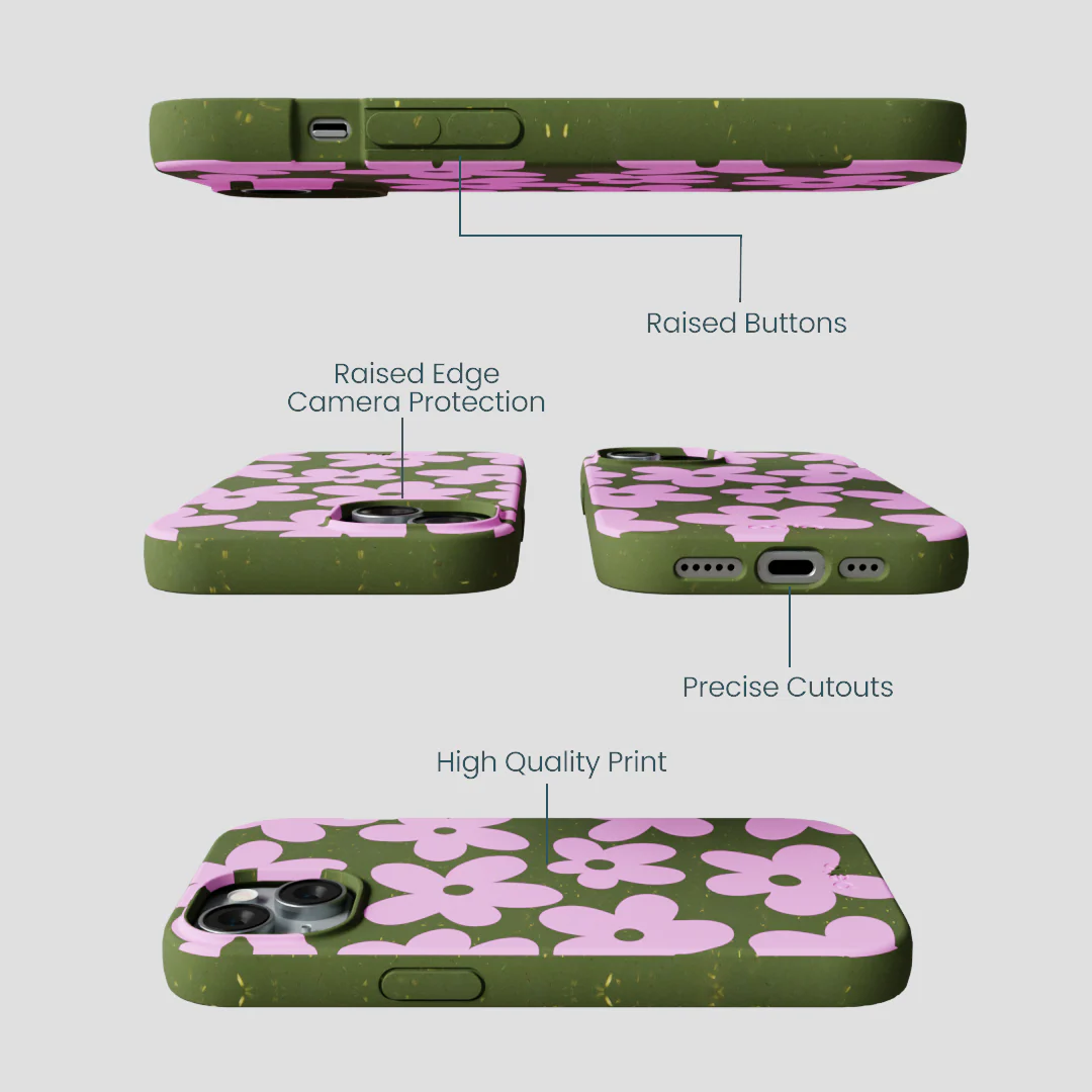 Forest Floor Pink Blooms iPhone 14 Case - Image 3