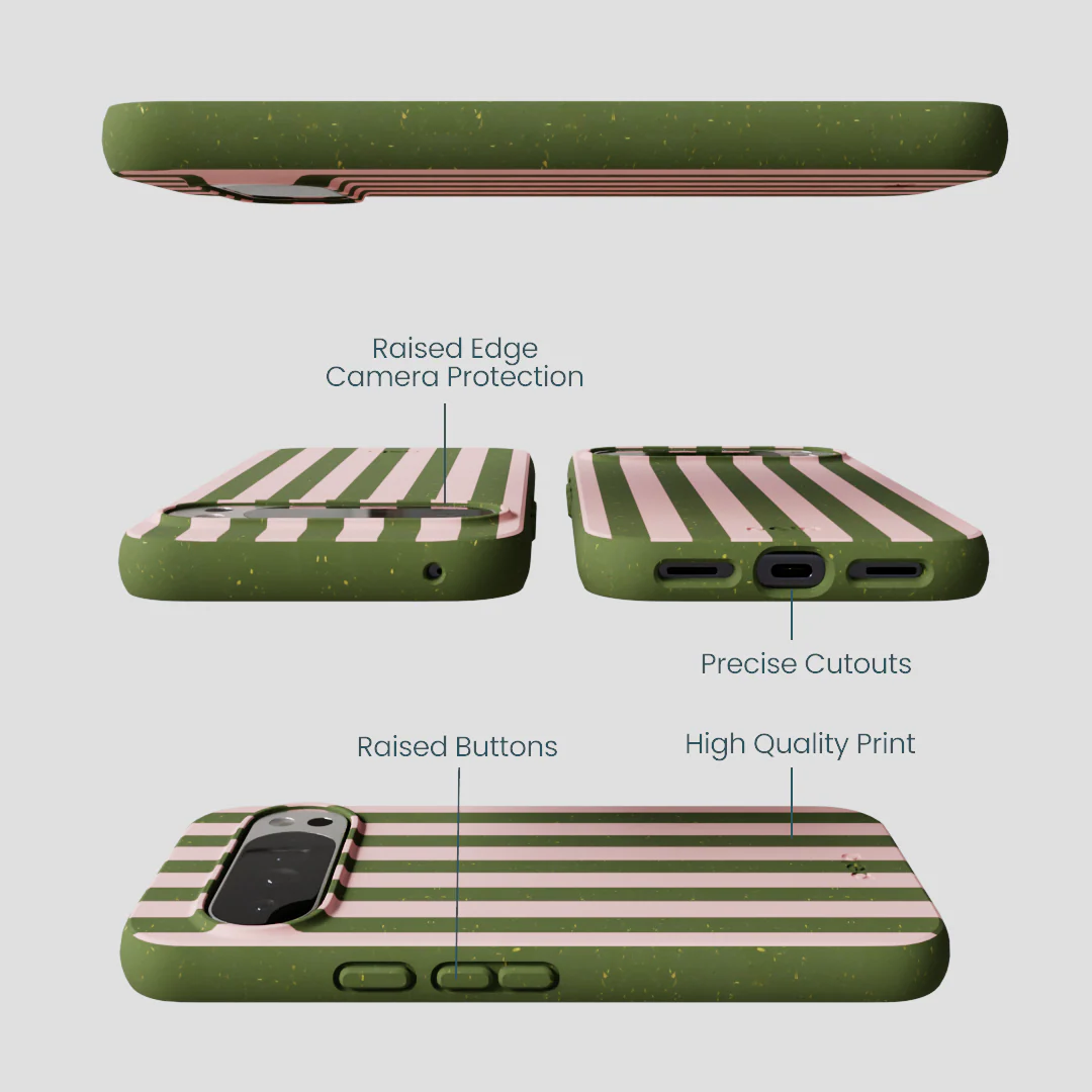 Forest Floor Strawberry Matcha Stripes Google Pixel 10 Pro XL Case - Image 3