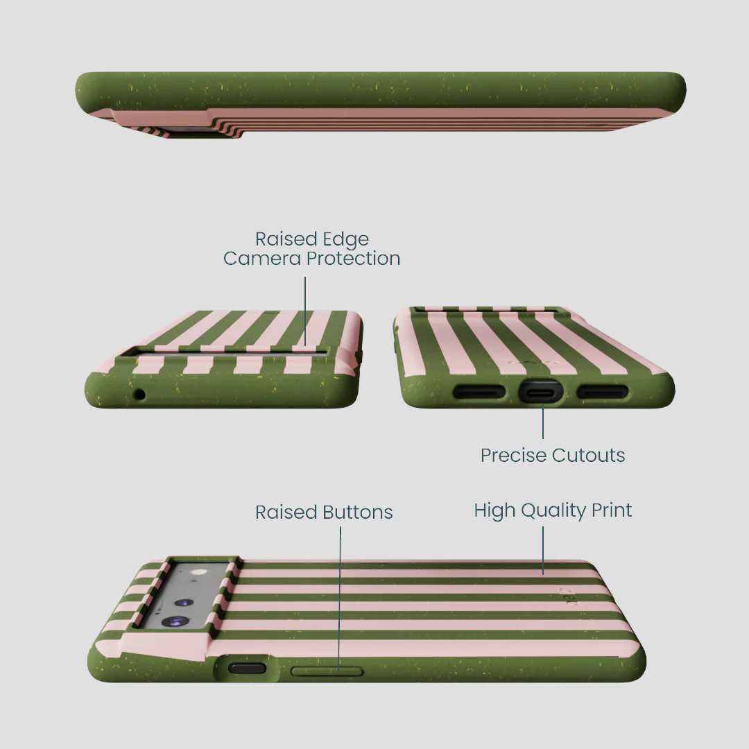 Forest Floor Strawberry Matcha Stripes Google Pixel 6a Case - Image 3