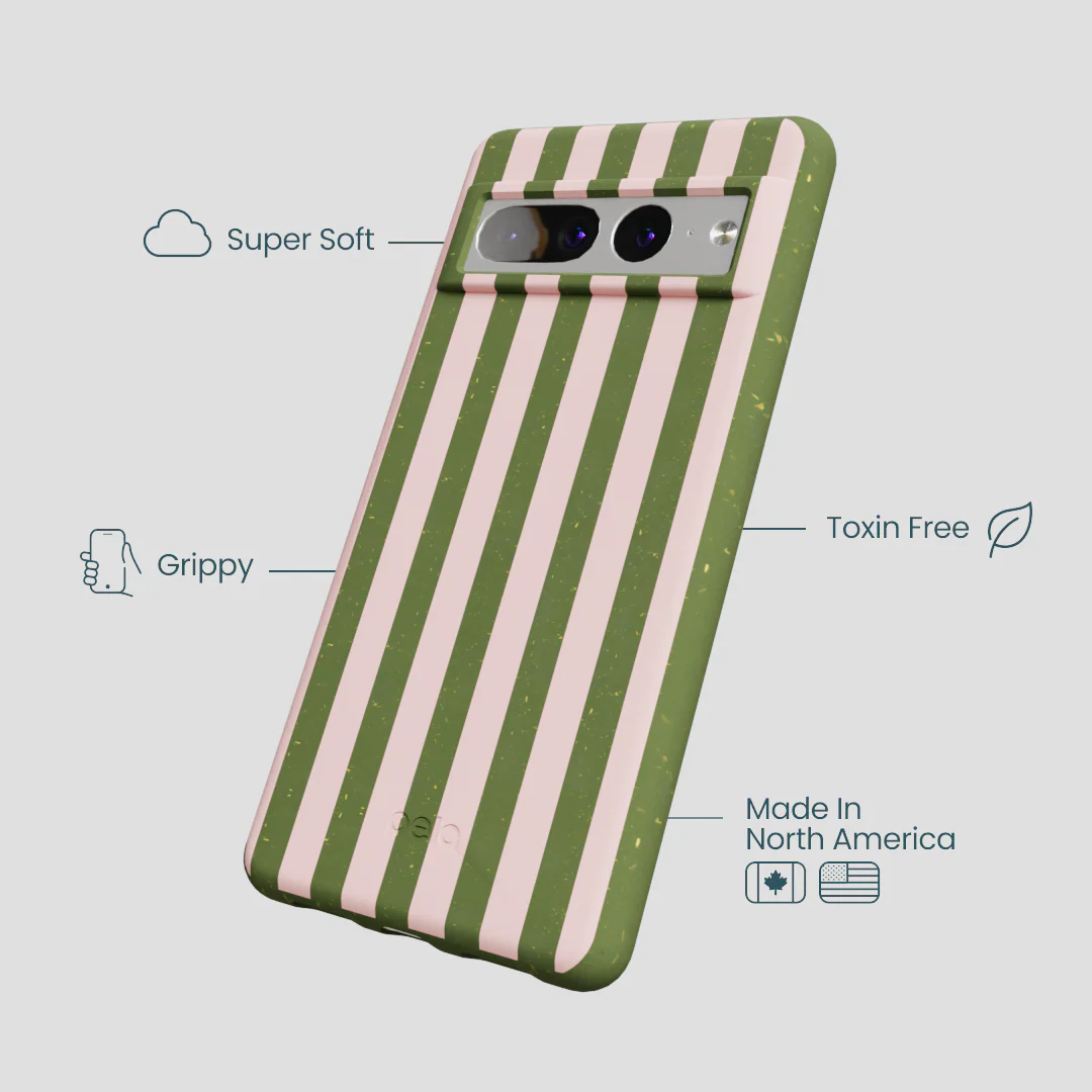 Forest Floor Strawberry Matcha Stripes Google Pixel 7 Pro Case - Image 4