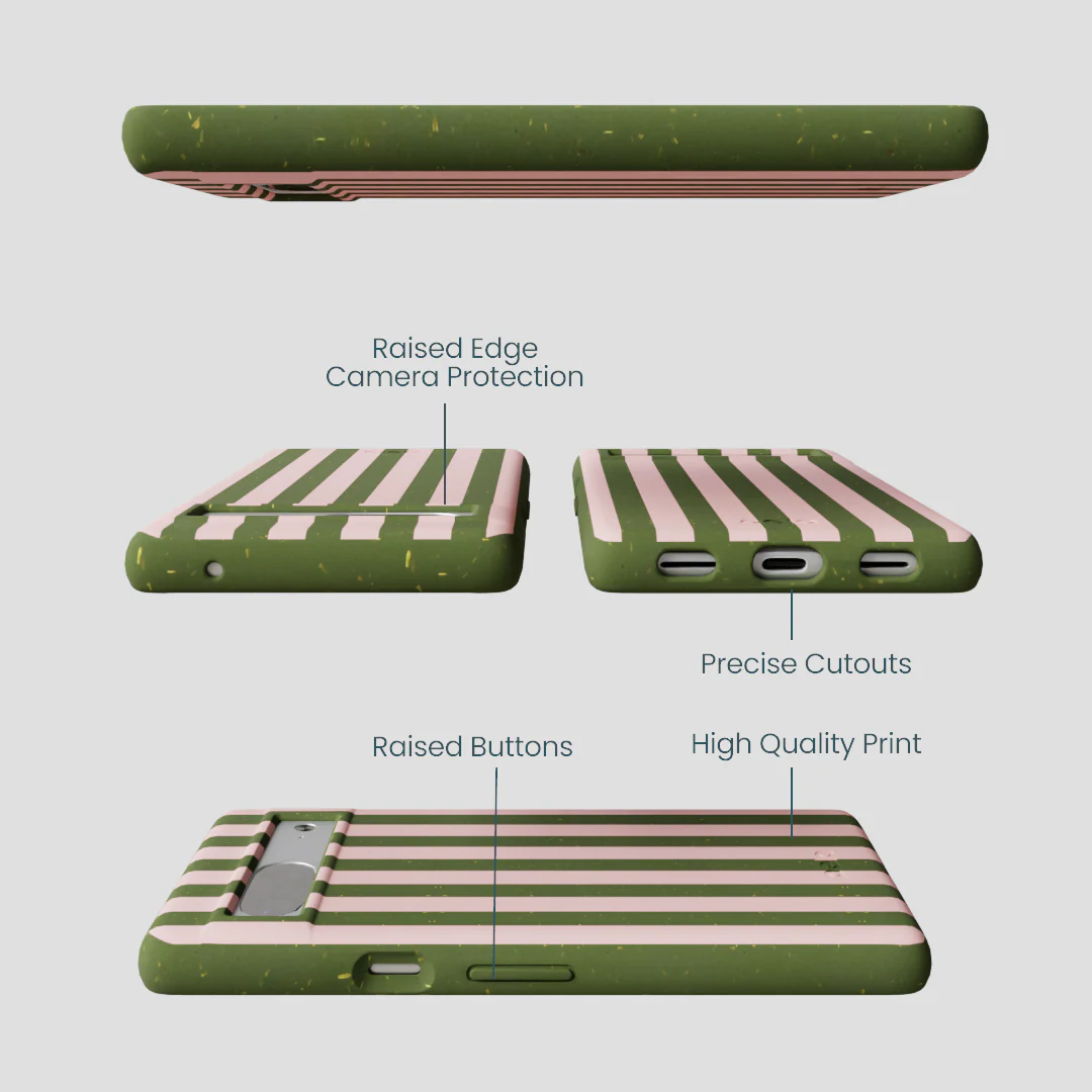 Forest Floor Strawberry Matcha Stripes Google Pixel 7a Case - Image 3