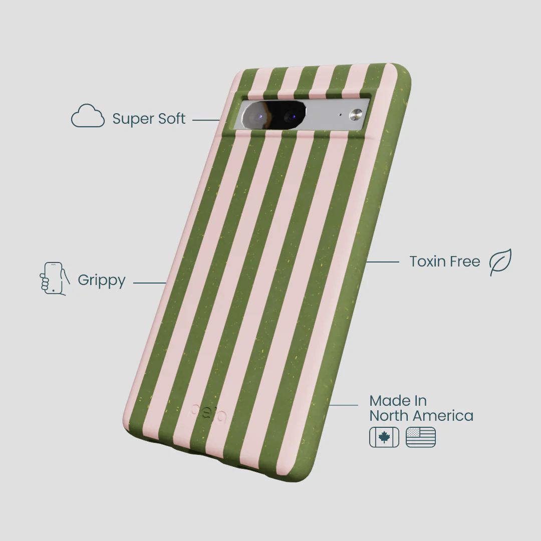 Forest Floor Strawberry Matcha Stripes Google Pixel 7a Case - Image 4