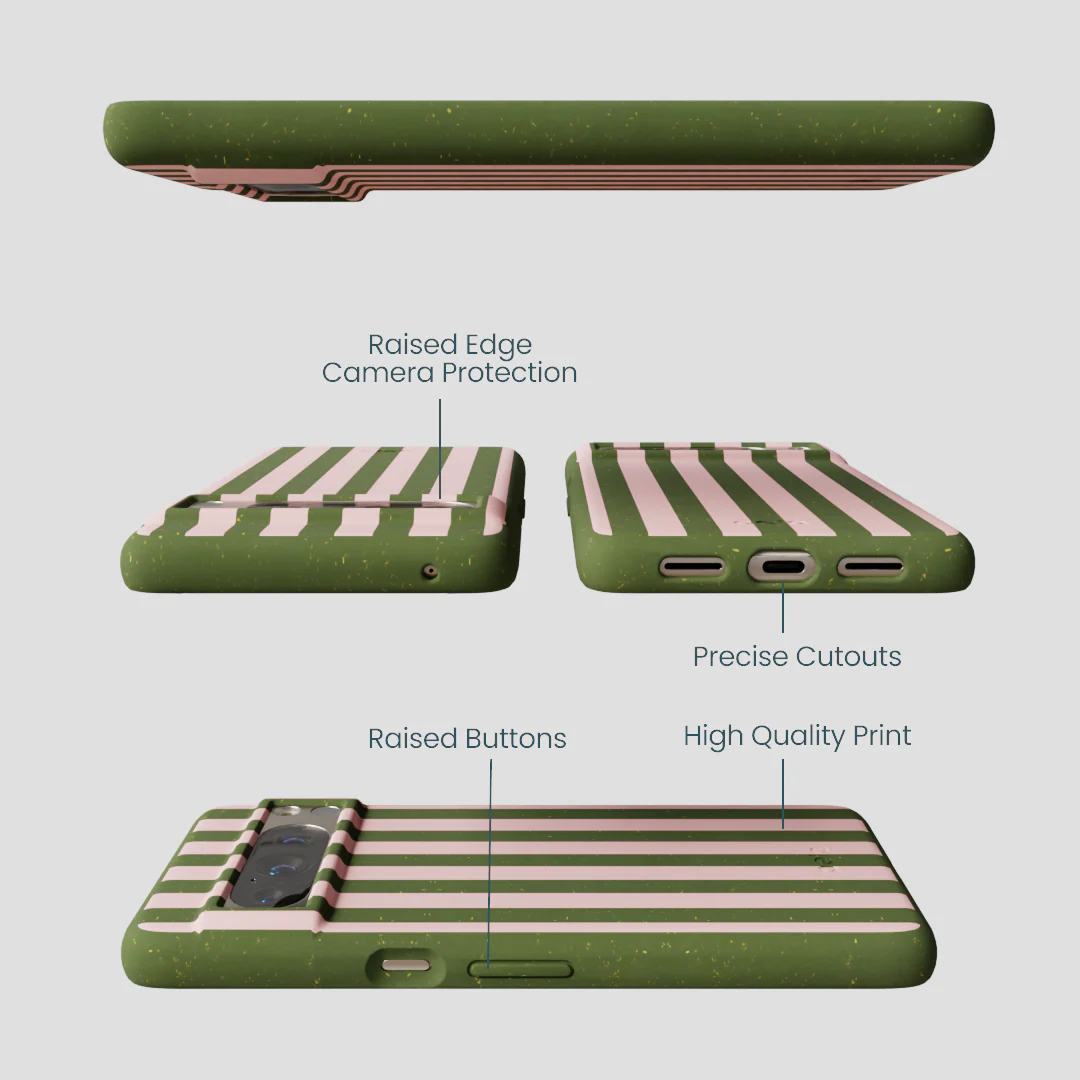 Forest Floor Strawberry Matcha Stripes Google Pixel 8 Pro Case - Image 3