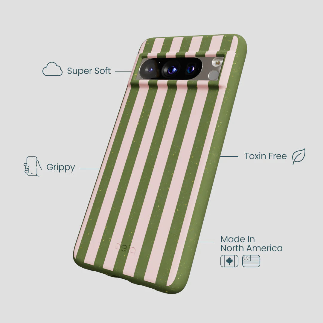 Forest Floor Strawberry Matcha Stripes Google Pixel 8 Pro Case - Image 4