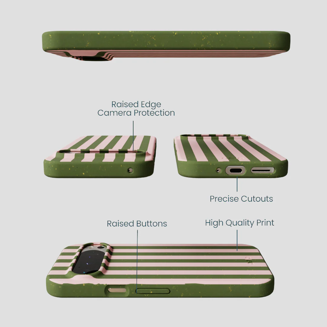 Forest Floor Strawberry Matcha Stripes Google Pixel 9/9 Pro Case - Image 3