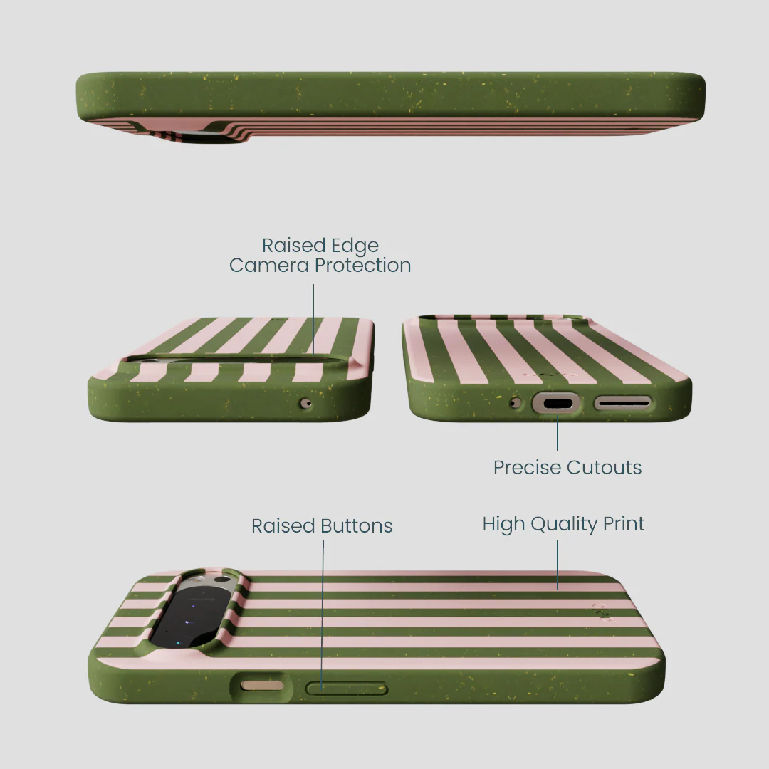 Forest Floor Strawberry Matcha Stripes Google Pixel 9 Pro XL Case - Image 3