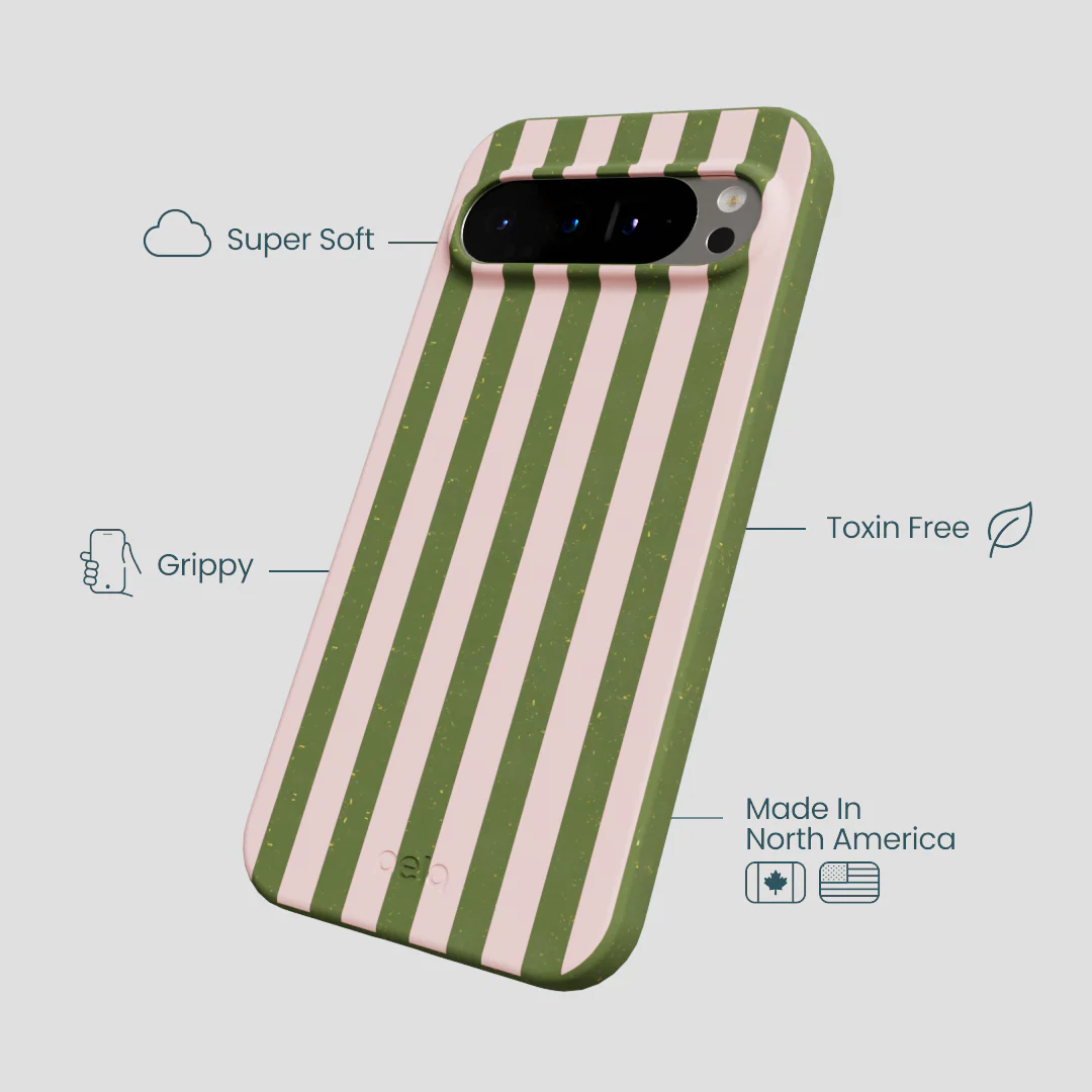 Forest Floor Strawberry Matcha Stripes Google Pixel 9 Pro XL Case - Image 4
