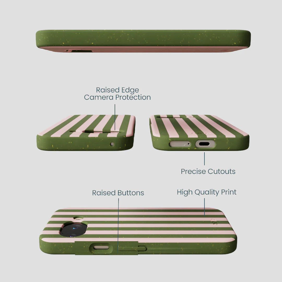 Forest Floor Strawberry Matcha Stripes Google Pixel 9a Case - Image 3