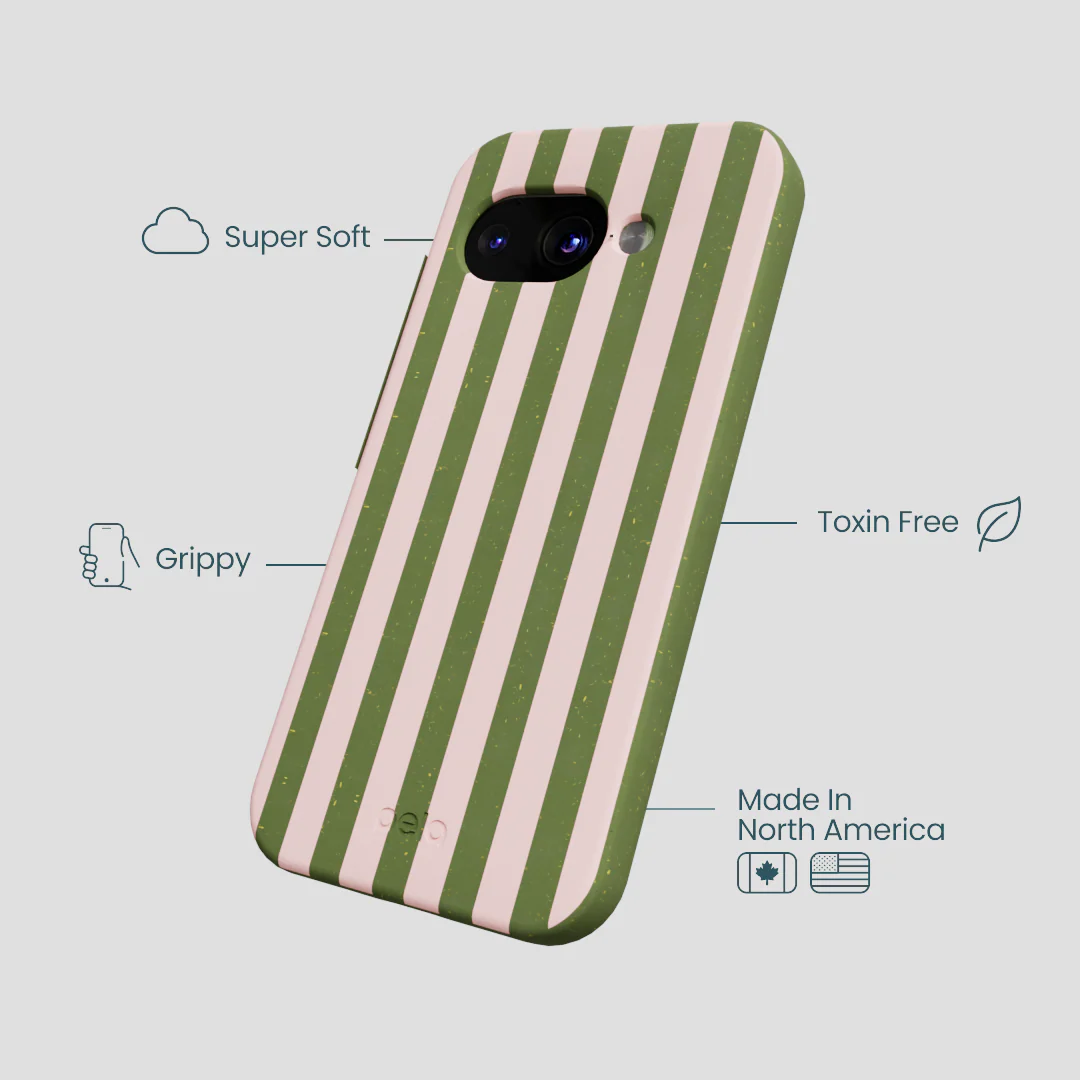 Forest Floor Strawberry Matcha Stripes Google Pixel 9a Case - Image 4