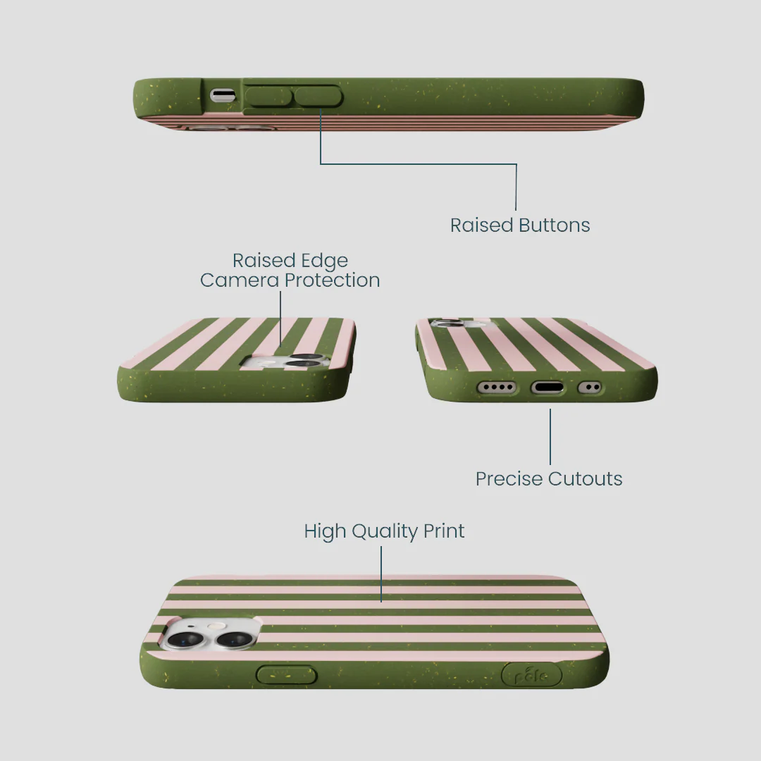 Forest Floor Strawberry Matcha Stripes iPhone 12 Mini Case - Image 3
