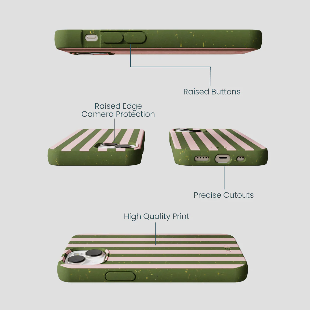 Forest Floor Strawberry Matcha Stripes iPhone 13 Mini Case - Image 3