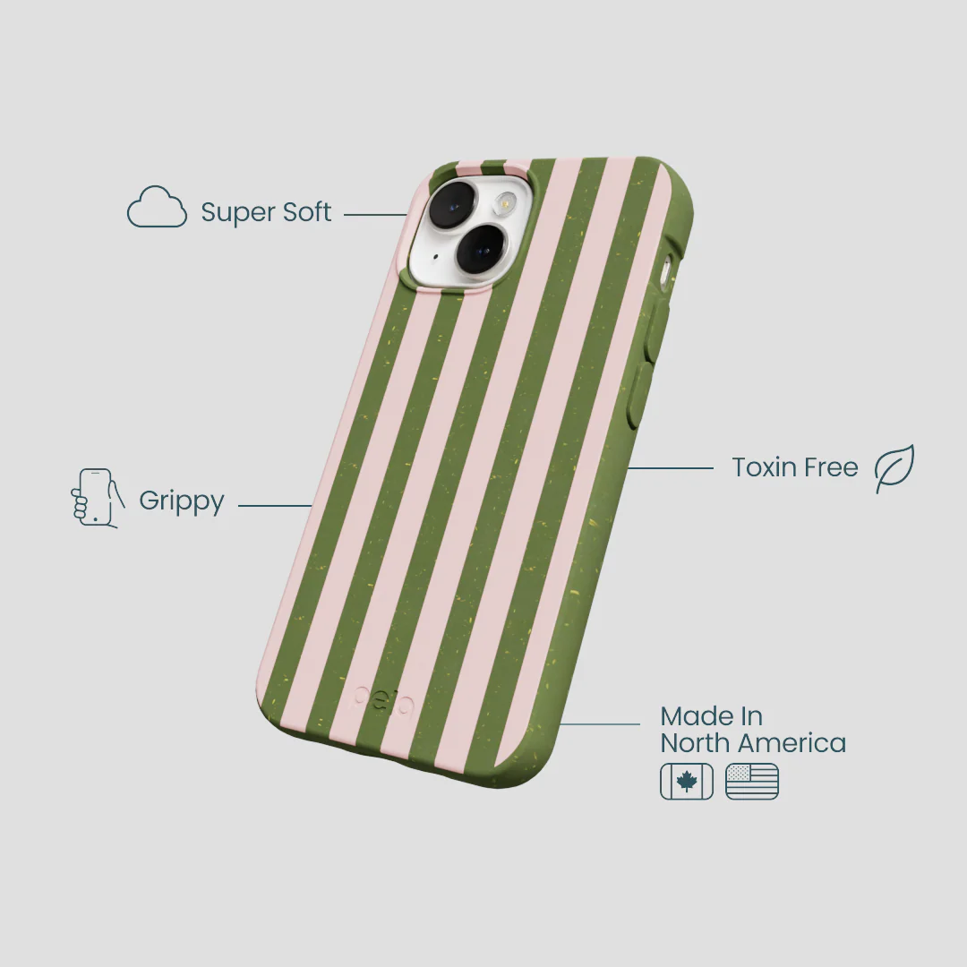 Forest Floor Strawberry Matcha Stripes iPhone 13 Mini Case - Image 4