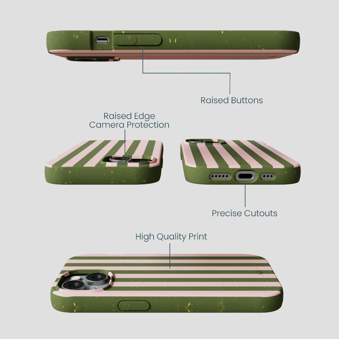 Forest Floor Strawberry Matcha Stripes iPhone 14 Case - Image 3