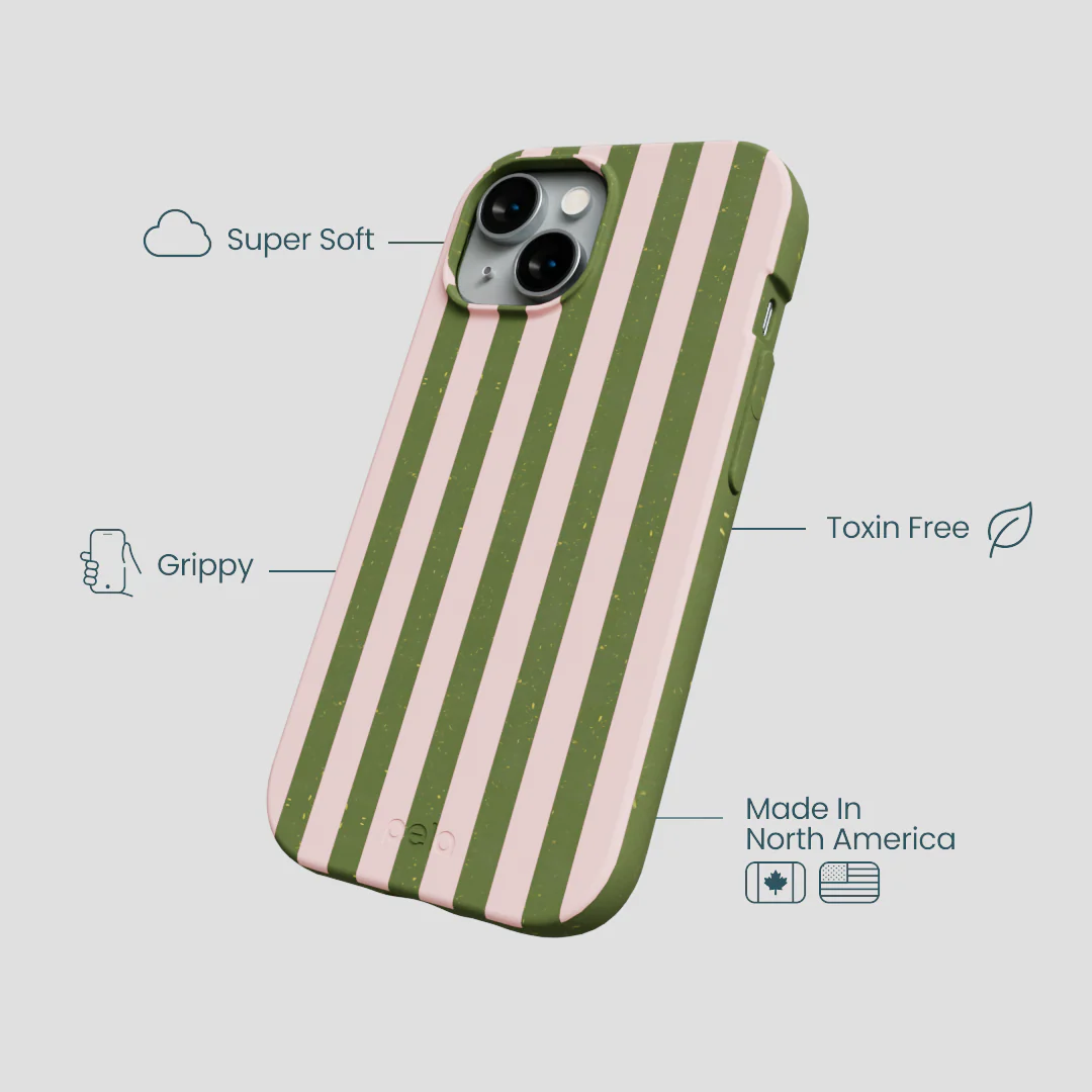 Forest Floor Strawberry Matcha Stripes iPhone 14 Case - Image 4