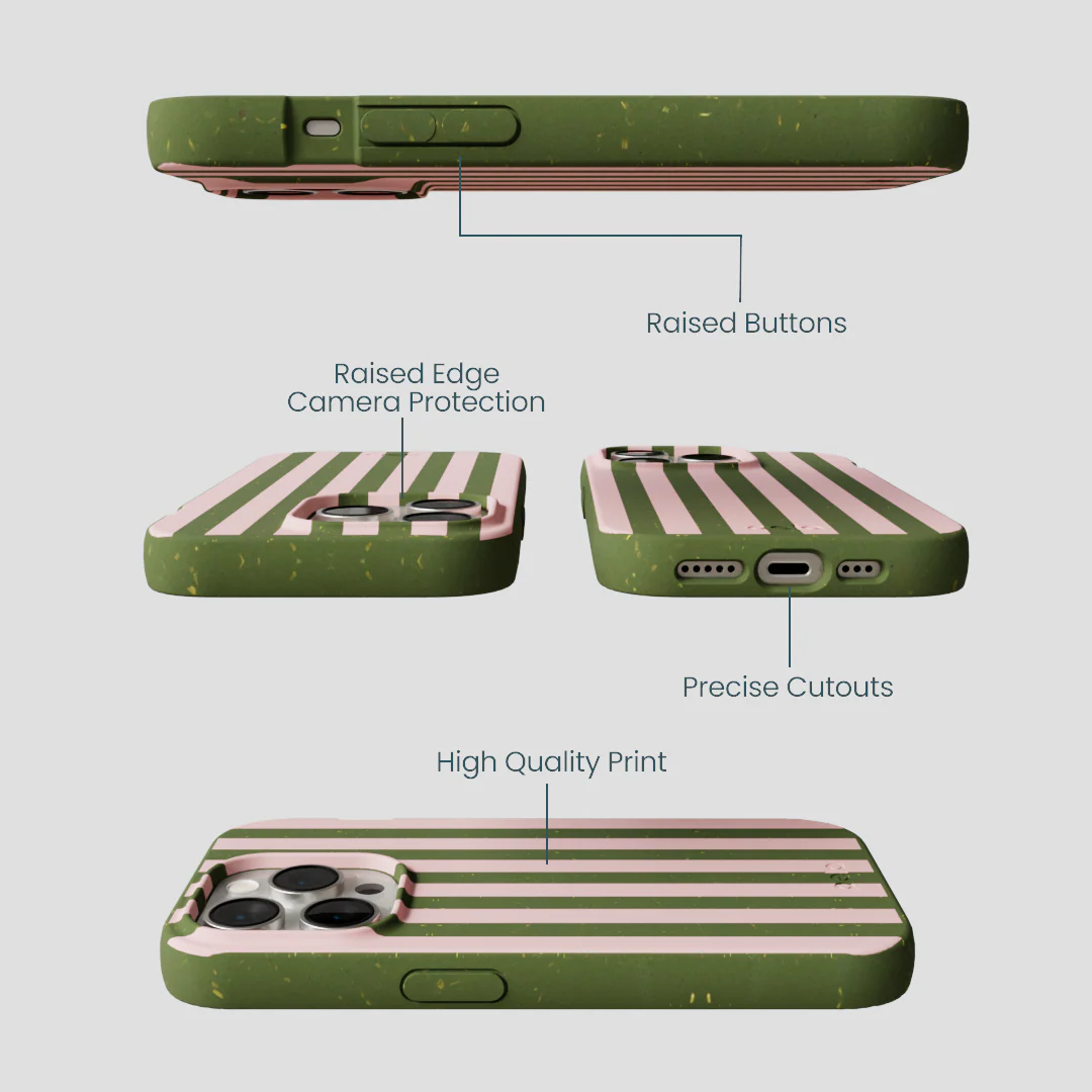 Forest Floor Strawberry Matcha Stripes iPhone 14 Pro Case - Image 3