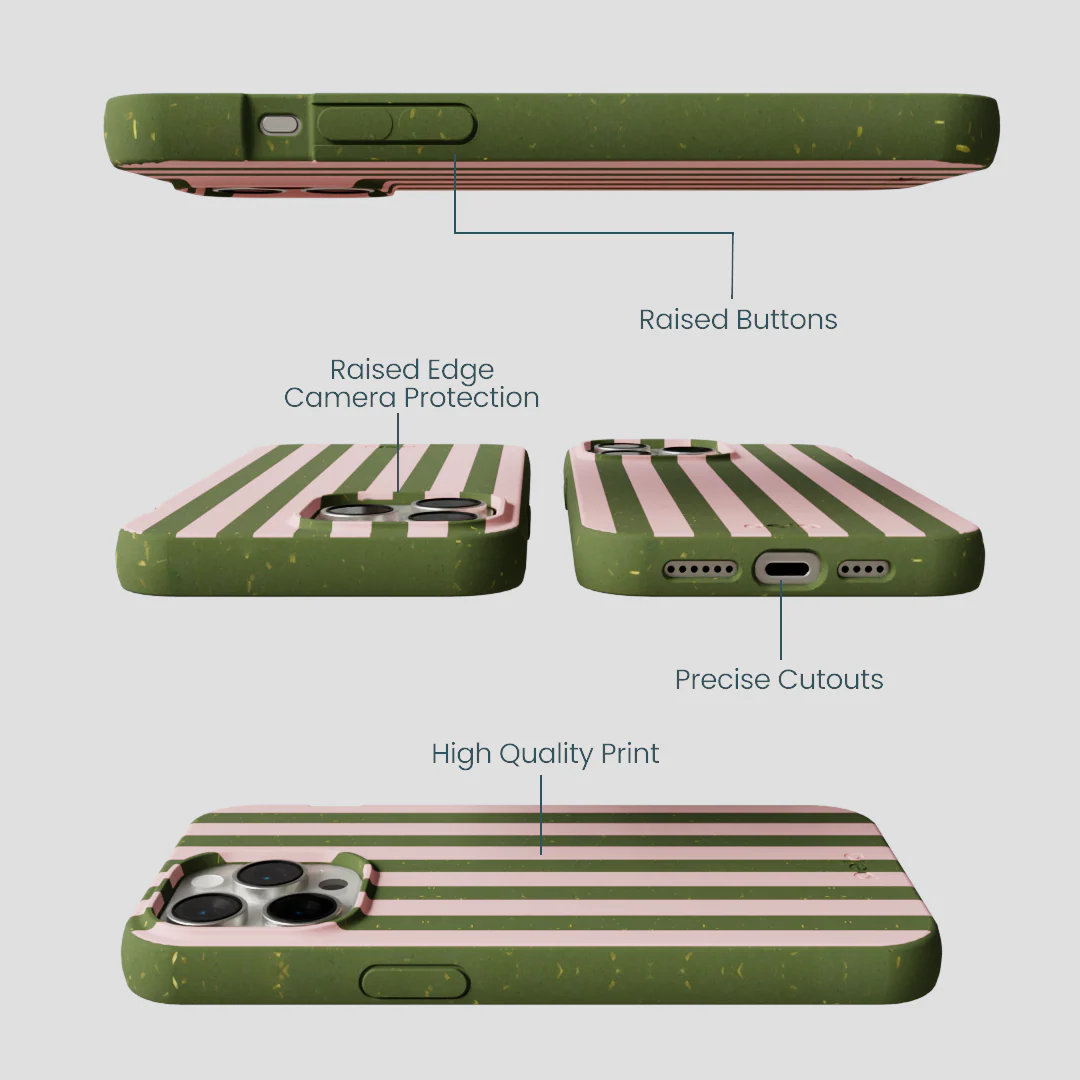 Forest Floor Strawberry Matcha Stripes iPhone 14 Pro Max Case - Image 3