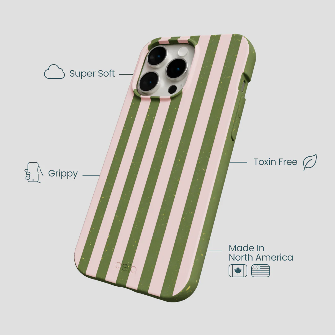 Forest Floor Strawberry Matcha Stripes iPhone 14 Pro Max Case - Image 4