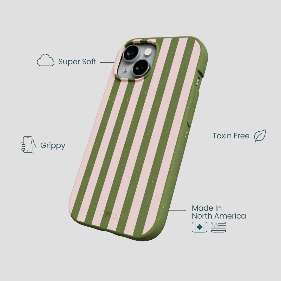 Forest Floor Strawberry Matcha Stripes iPhone 15 Case - Image 4
