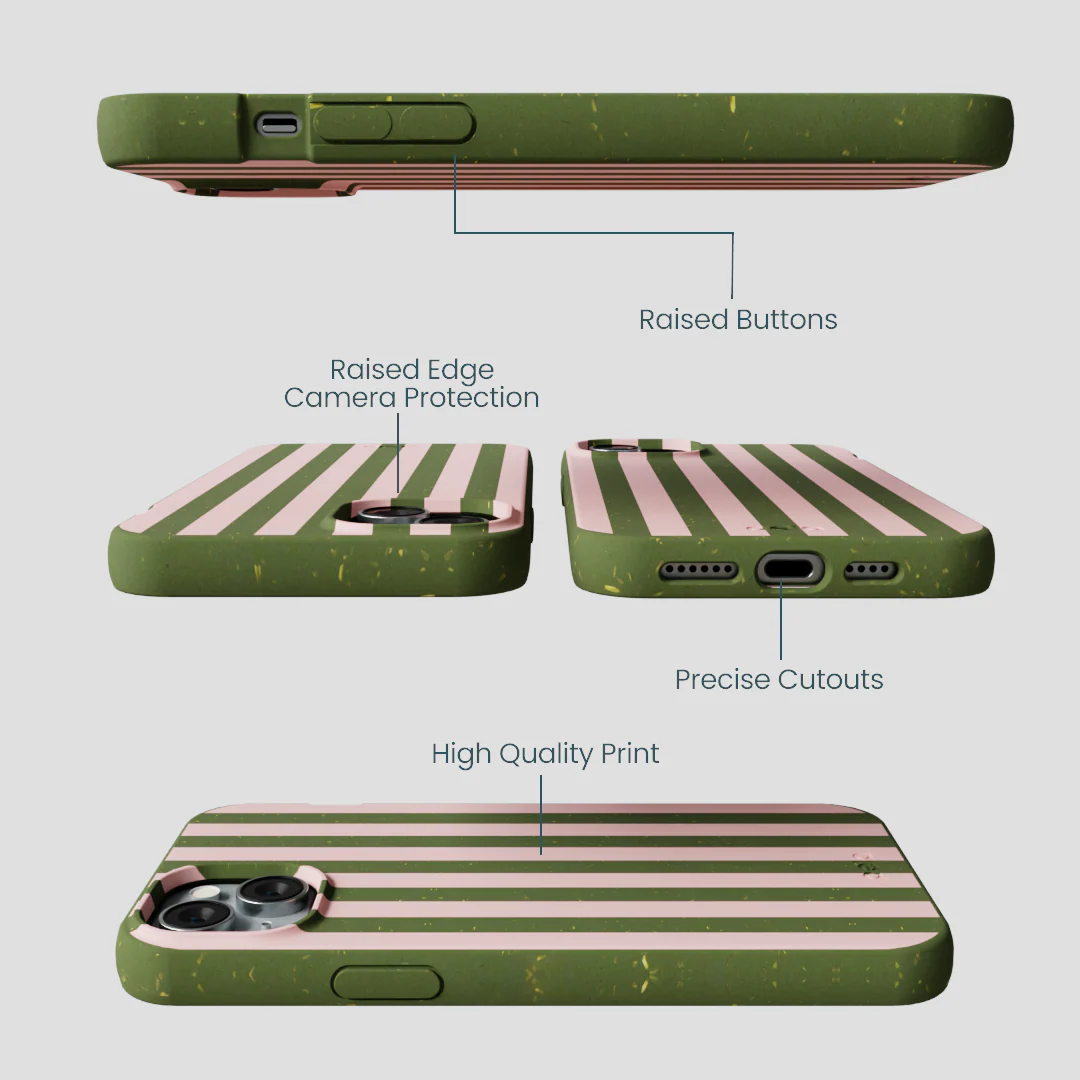 Forest Floor Strawberry Matcha Stripes iPhone 15 Plus Case - Image 3