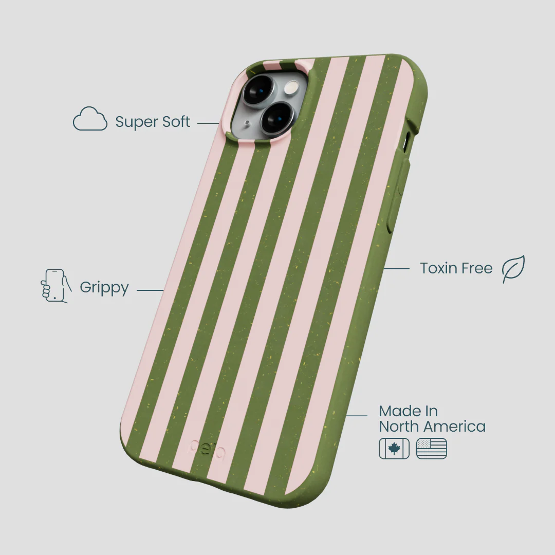 Forest Floor Strawberry Matcha Stripes iPhone 15 Plus Case - Image 4