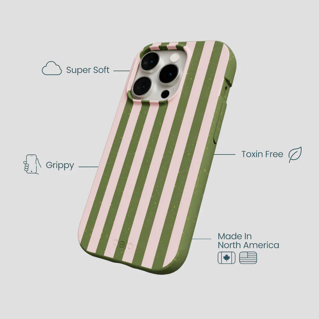 Forest Floor Strawberry Matcha Stripes iPhone 15 Pro Case - Image 4