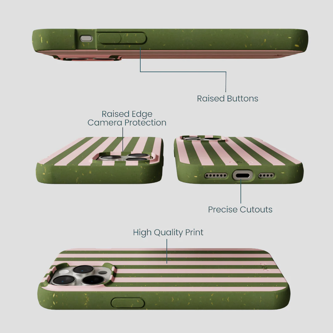 Forest Floor Strawberry Matcha Stripes iPhone 15 Pro Max Case - Image 3