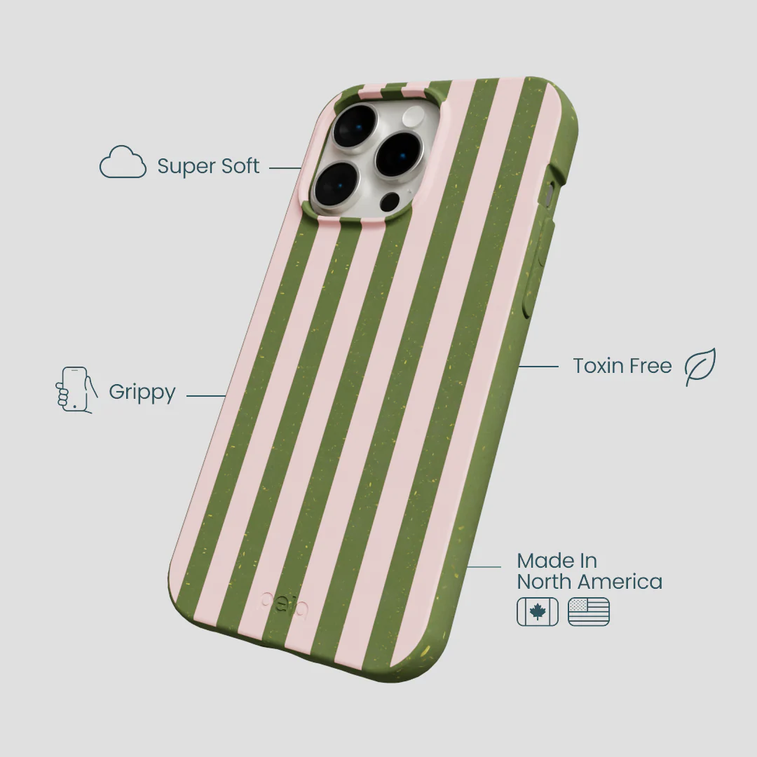 Forest Floor Strawberry Matcha Stripes iPhone 15 Pro Max Case - Image 4